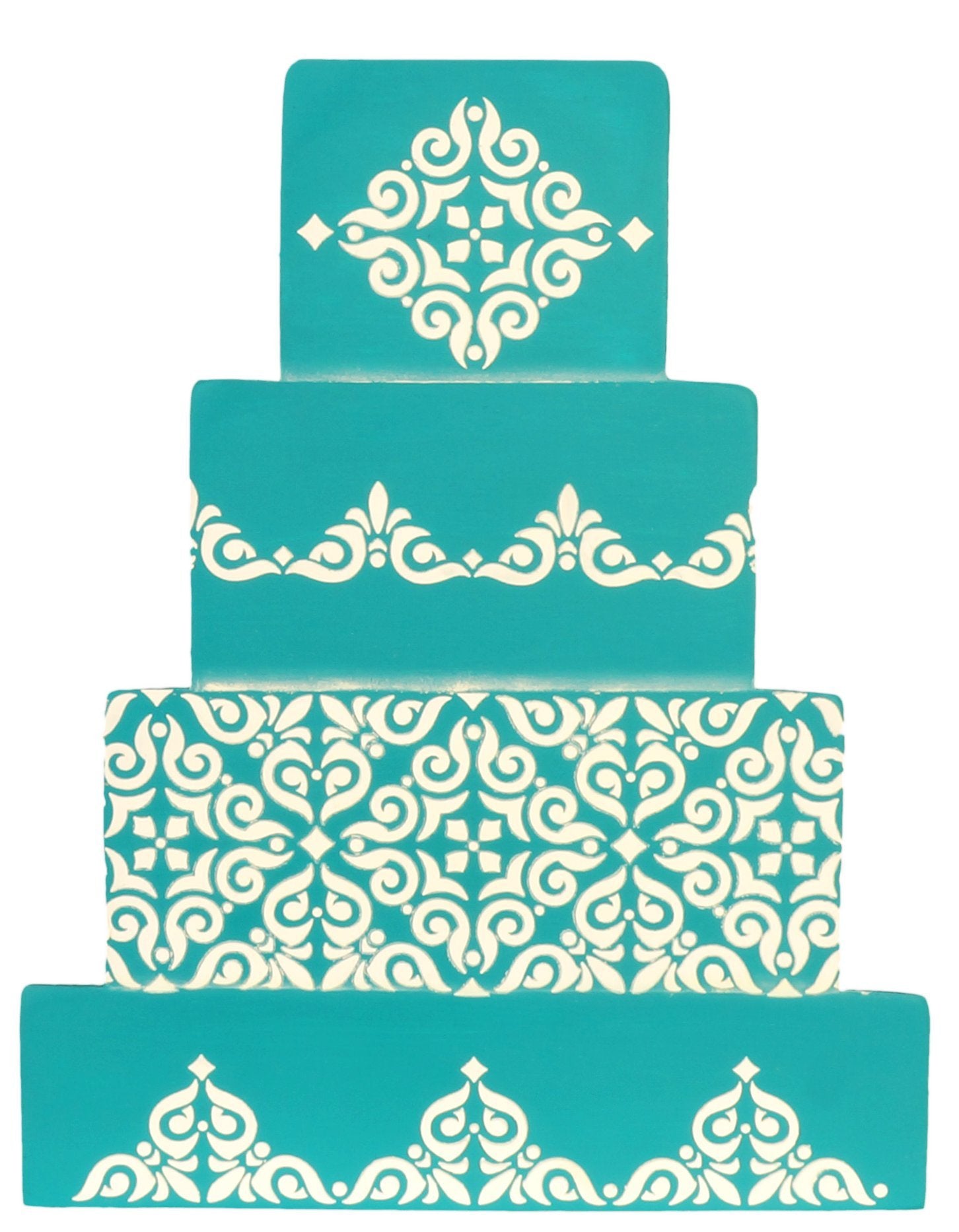 Designer Stencils Mexican Tile Cake Set Foodgrade Stencil, 2'' X 10.6'', 3.4'' X 11.9'', 1.3'' X 12'', 4'' X 12''