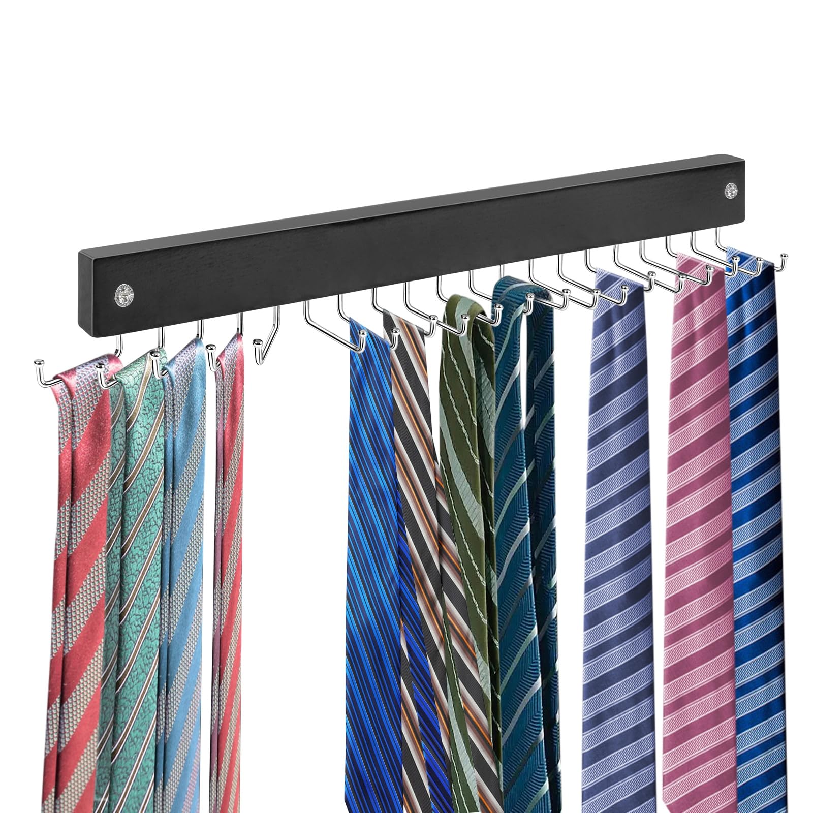Tie Rack Wall Mounted, Tie, Belt And Scarf Hanger 20 Hook, Tie And Belt Organizer