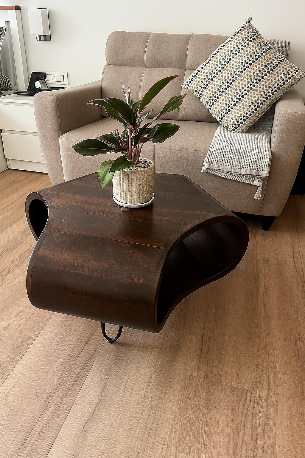Smaart Craafts Paloma Solid Wood Centre Table For Living Room | Designer Abstract Coffee Table For Drawing Room | Mango Wood, Da
