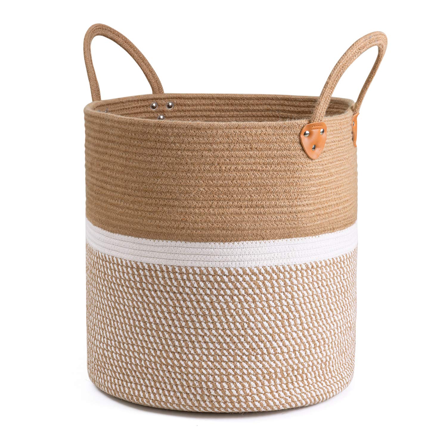 Chicvita Extra Large Jute Basket Woven Storage Basket With Handles - Laundry Basket Toy Towels Blanket Basket Home Decor Gift, 1