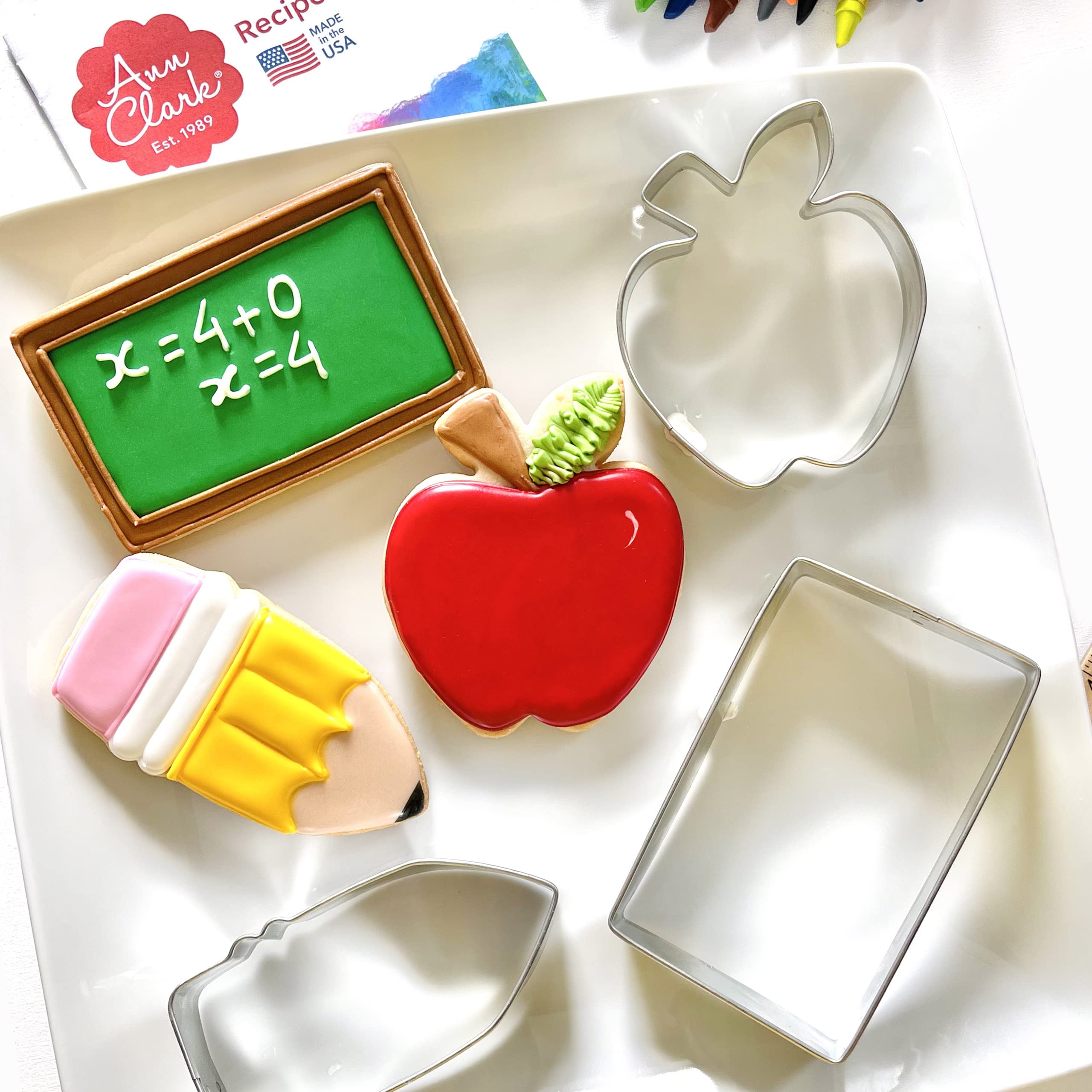 Back To School & Teacher Appreciation Cookie Cutters 3-Pc. Set Made In The Usa By Ann Clark, Apple, Pencil, Notebook