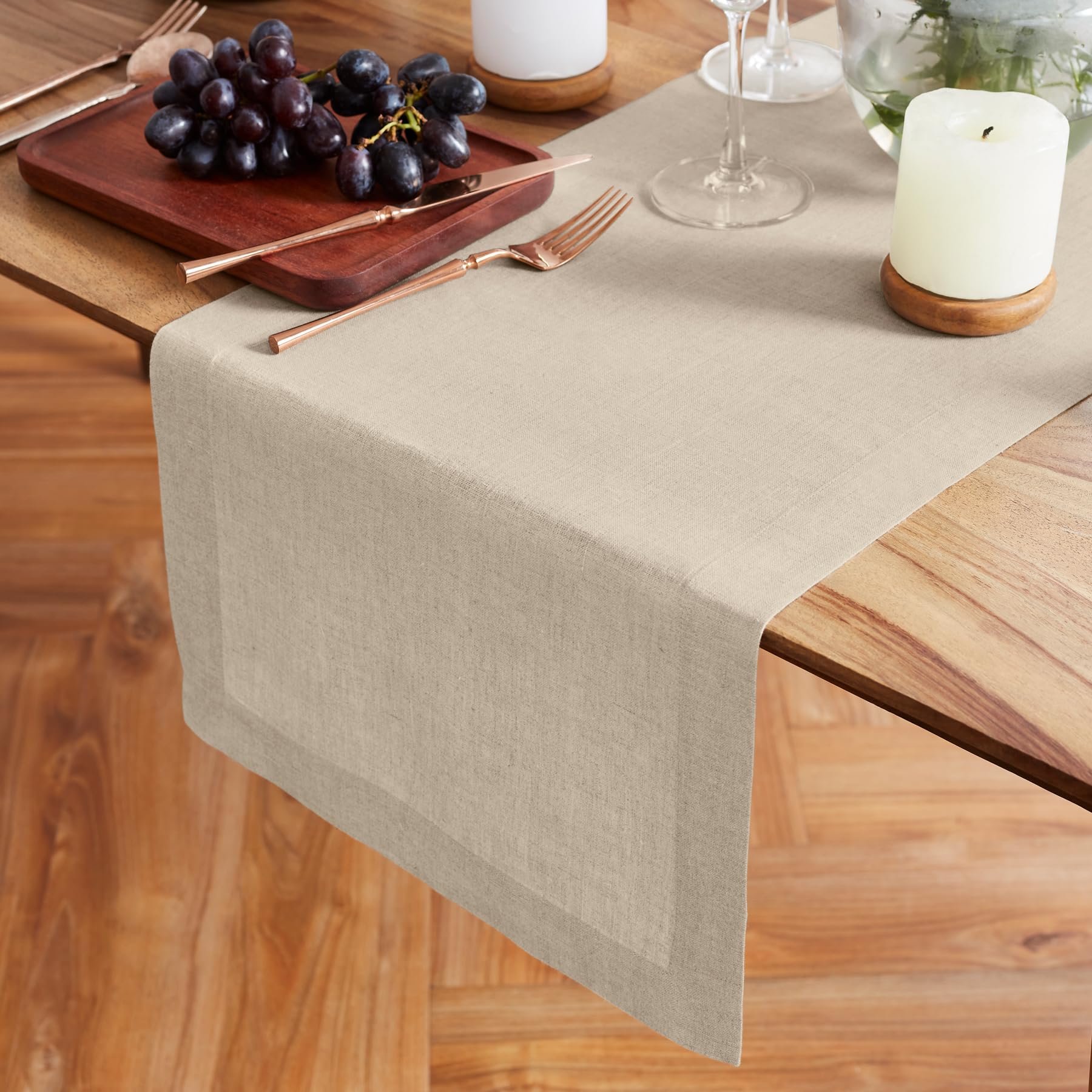 Solino Home Linen Flax Table Runner 60 Inch - 100% Pure Linen Prewashed Short Table Runner 14 X 60 Inch Ideal For Dresser And Co