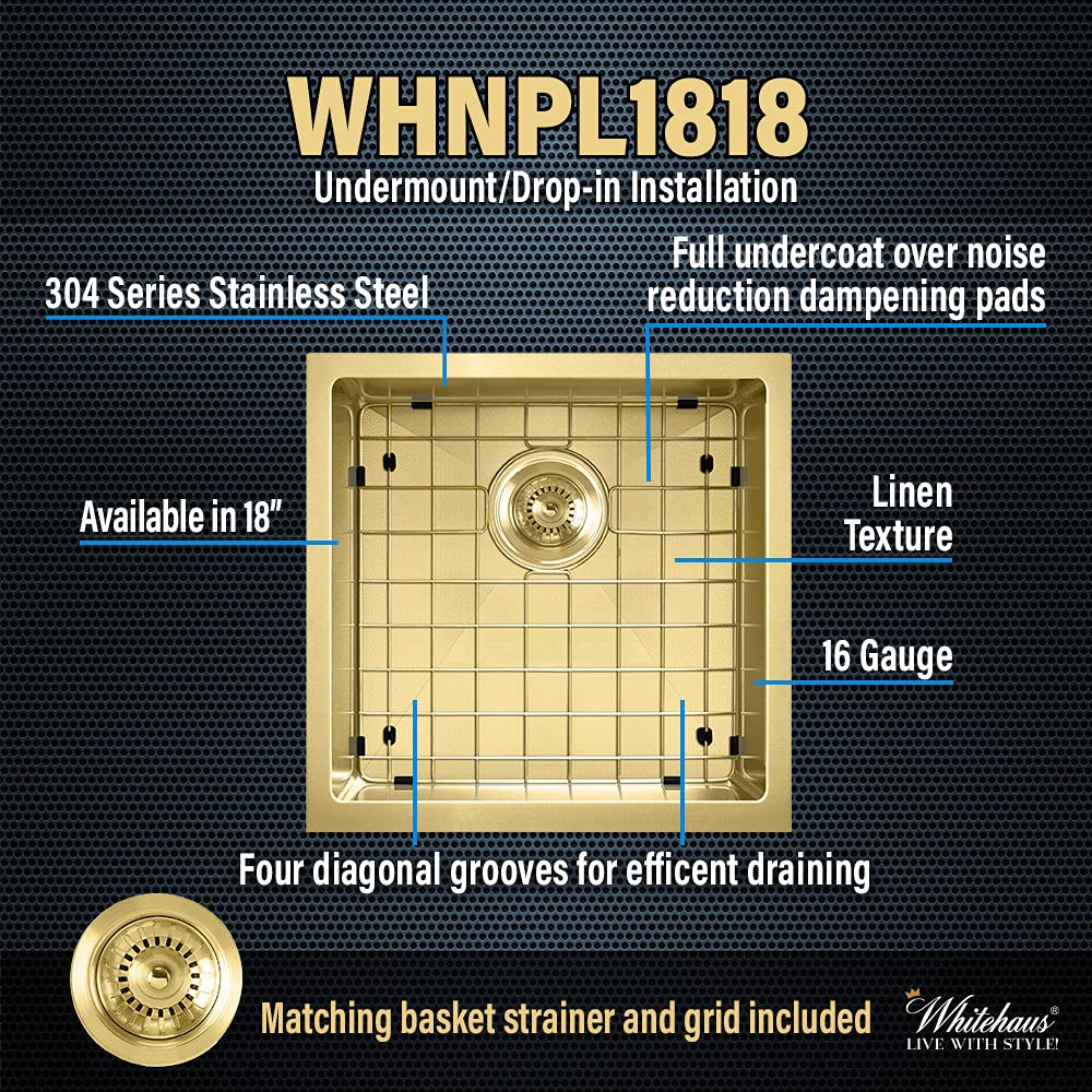 Whitehaus Whnpl1818-Mblk Noah Plus Collection Kitchen Sink Matte Black