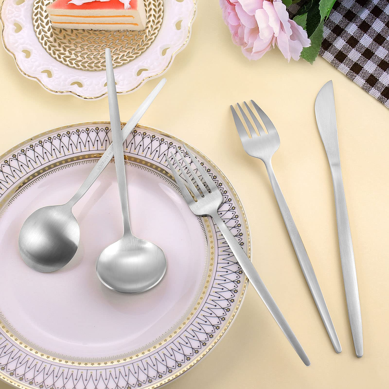 Silverware Set For 8, Lazahome Stainless Steel Flatware Cutlery Set, 40-Piece Kitchen Utensil Set Include Spoons And Forks Set,