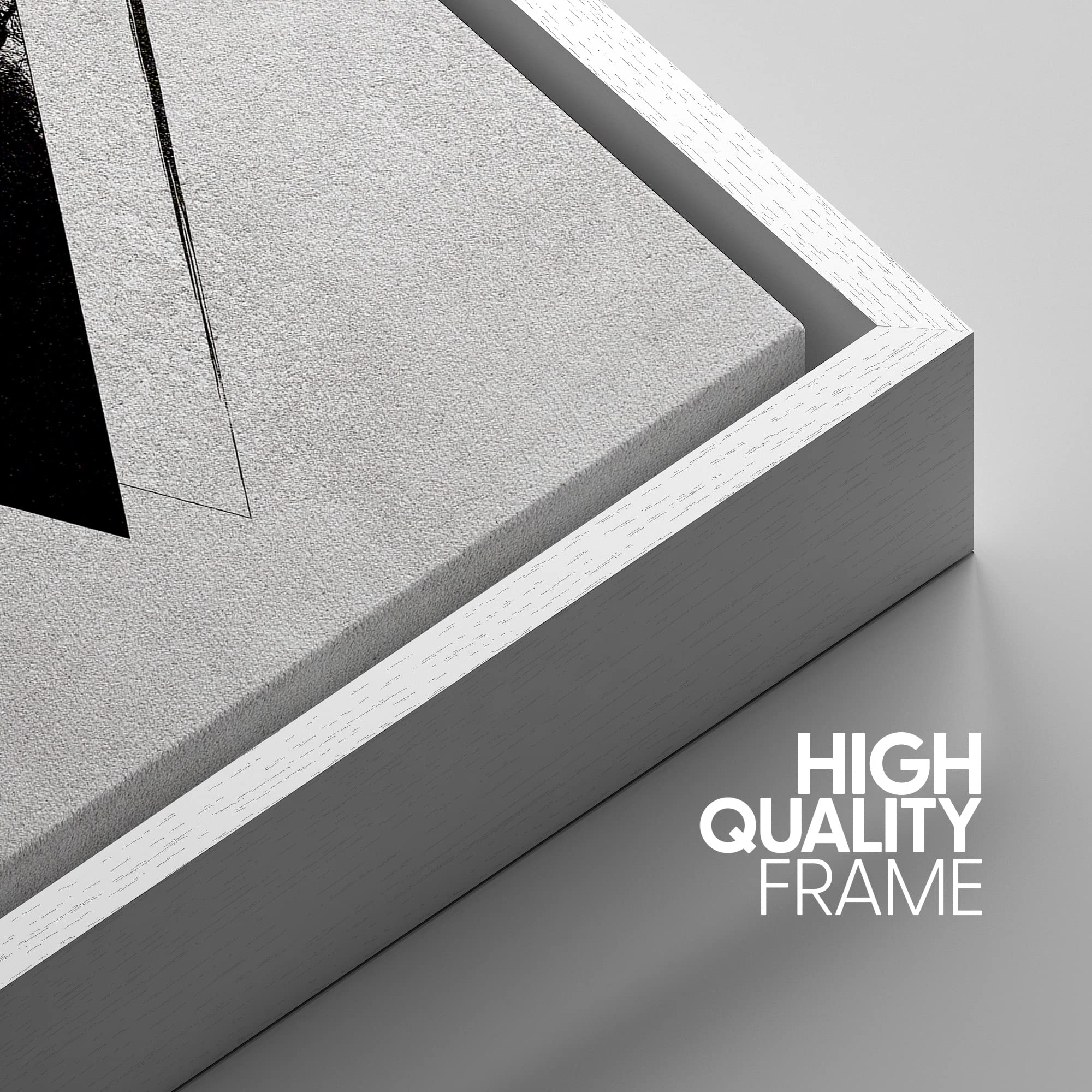 NWT Framed Canvas Print Wall Art Sketch Style Triangle Tree & Bird Silhouette Nature Wilderness Photography Realism Minimalist Scenic Black and White for Living Room  Bedroom  Office - 16''x24'' White