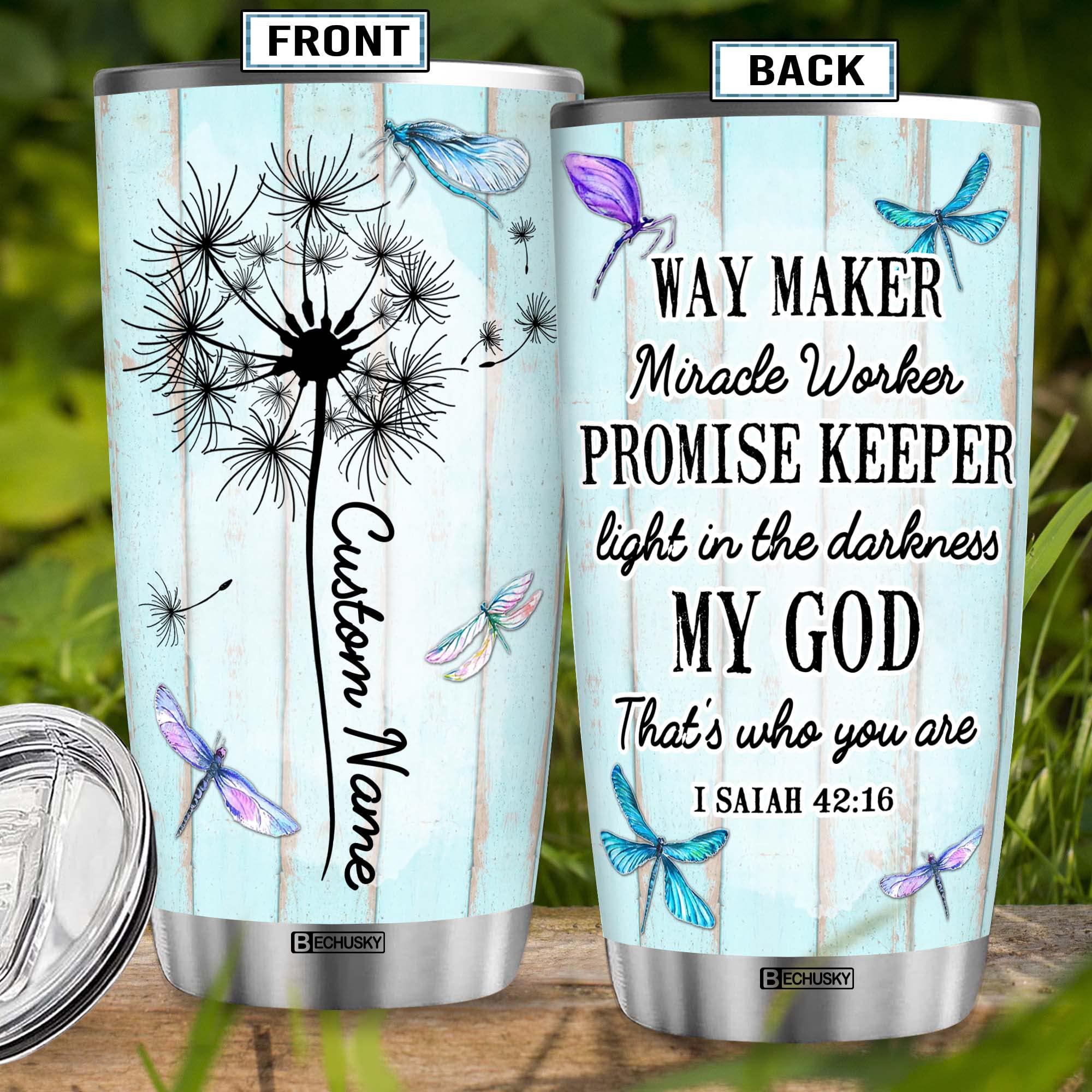 Bechusky Personalized Christian Tumbler, Christian Gift For Women Tumbler - Birthday Gifts For Women - Friend Gifts For Women Bi