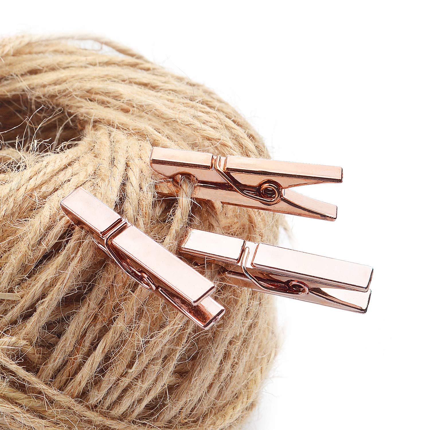 Jdesun 50 Pieces Photo Clips Mini Plastic Picture Paper Clip Clothespins Peg for Office Home Arts(Rose Gold)
