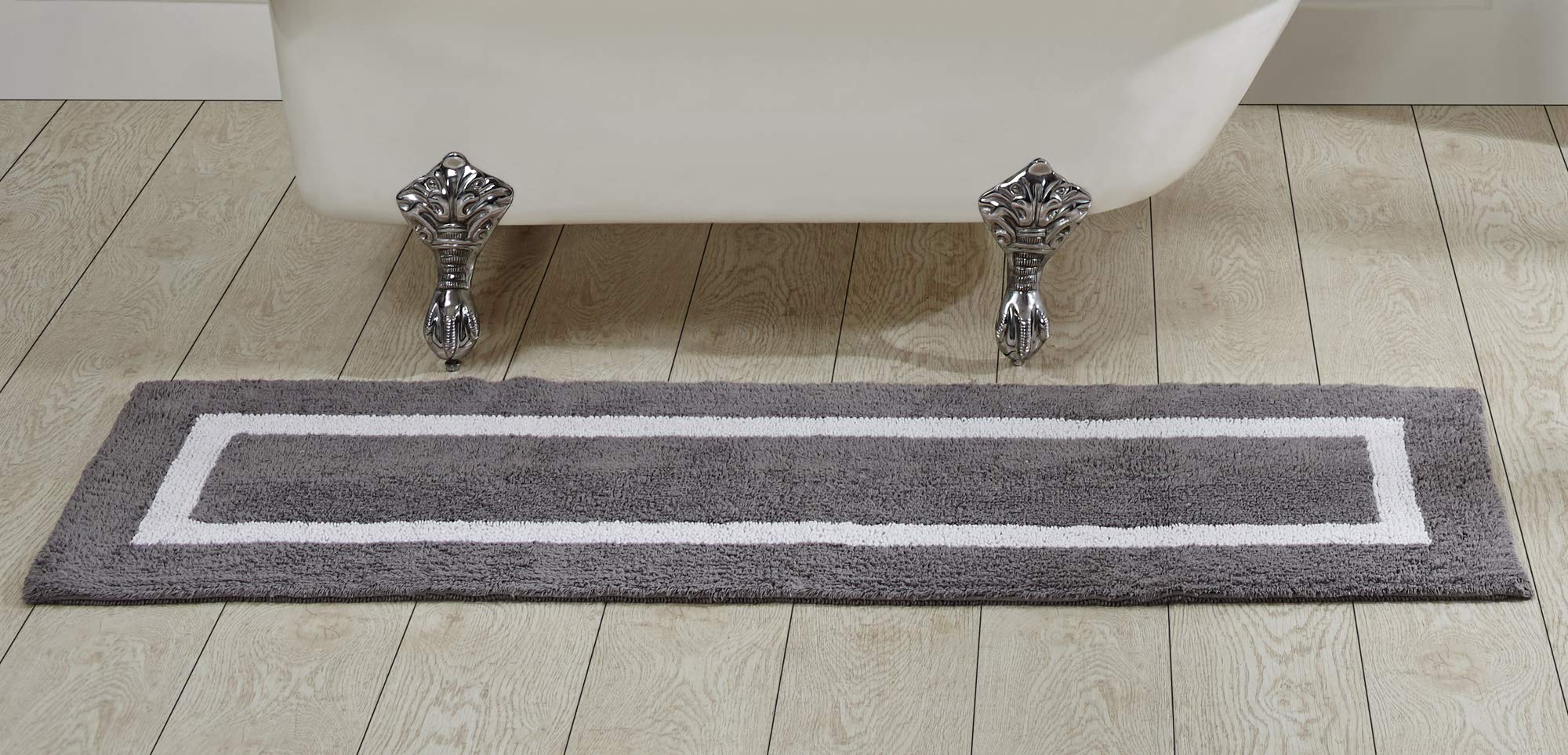 Better Trends 100% Cotton Hotel Collection Bath Mats, Gray & White Bath Mat - Tufted, Reversible & Absorbent & Machine Washable 