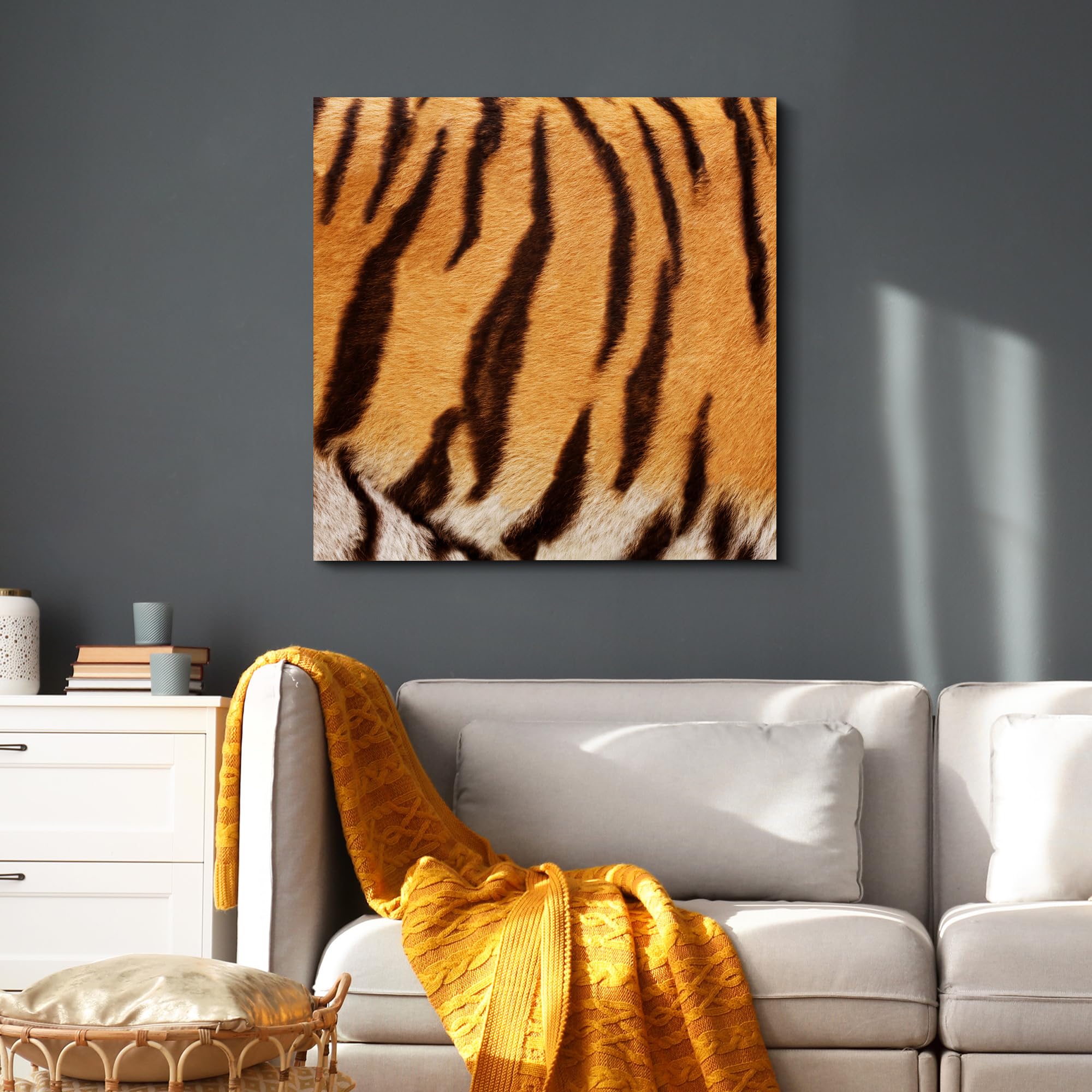 Wall26 - Canvas Prints Wall Art - Canvas Prints Wall Art - Tiger Fur/Skin Texture - 16''X16''