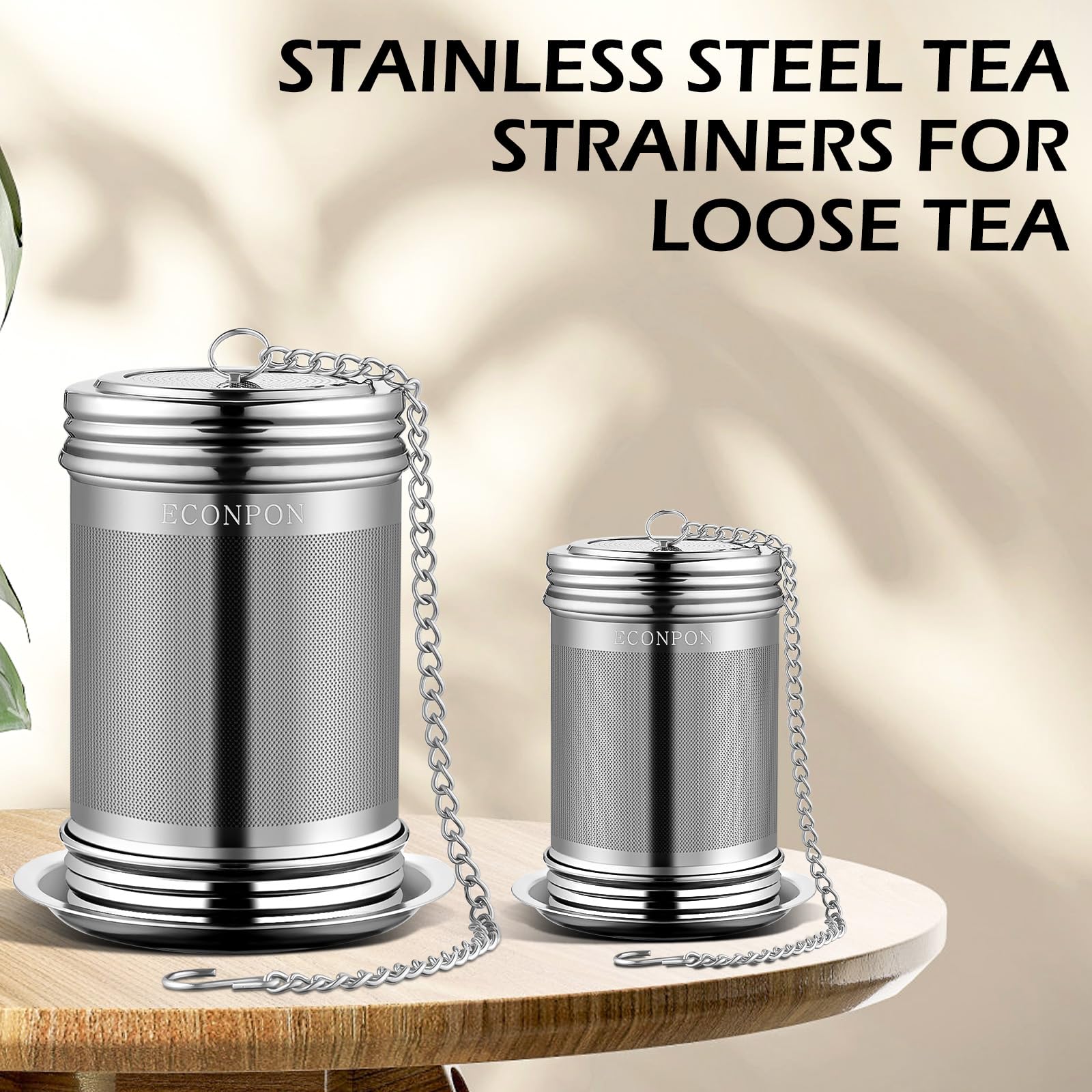 Econpon 2 Pack Reusable Tea Steeper Extra Fine Mesh Tea Infuser Stainless Steel Tea Strainer For Loose Leaf Tea