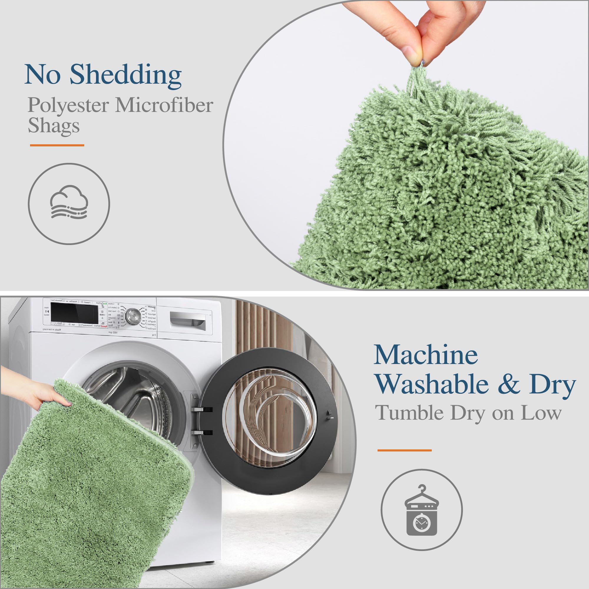 Walensee Large Bathroom Rug (24 x 40  Sage Green) Extra Soft and Absorbent Shaggy Bathroom Mat Machine Washable Microfiber Bath Mat for Bathroom  Non Slip Bath Mat  Luxury Bathroom Floor Mats