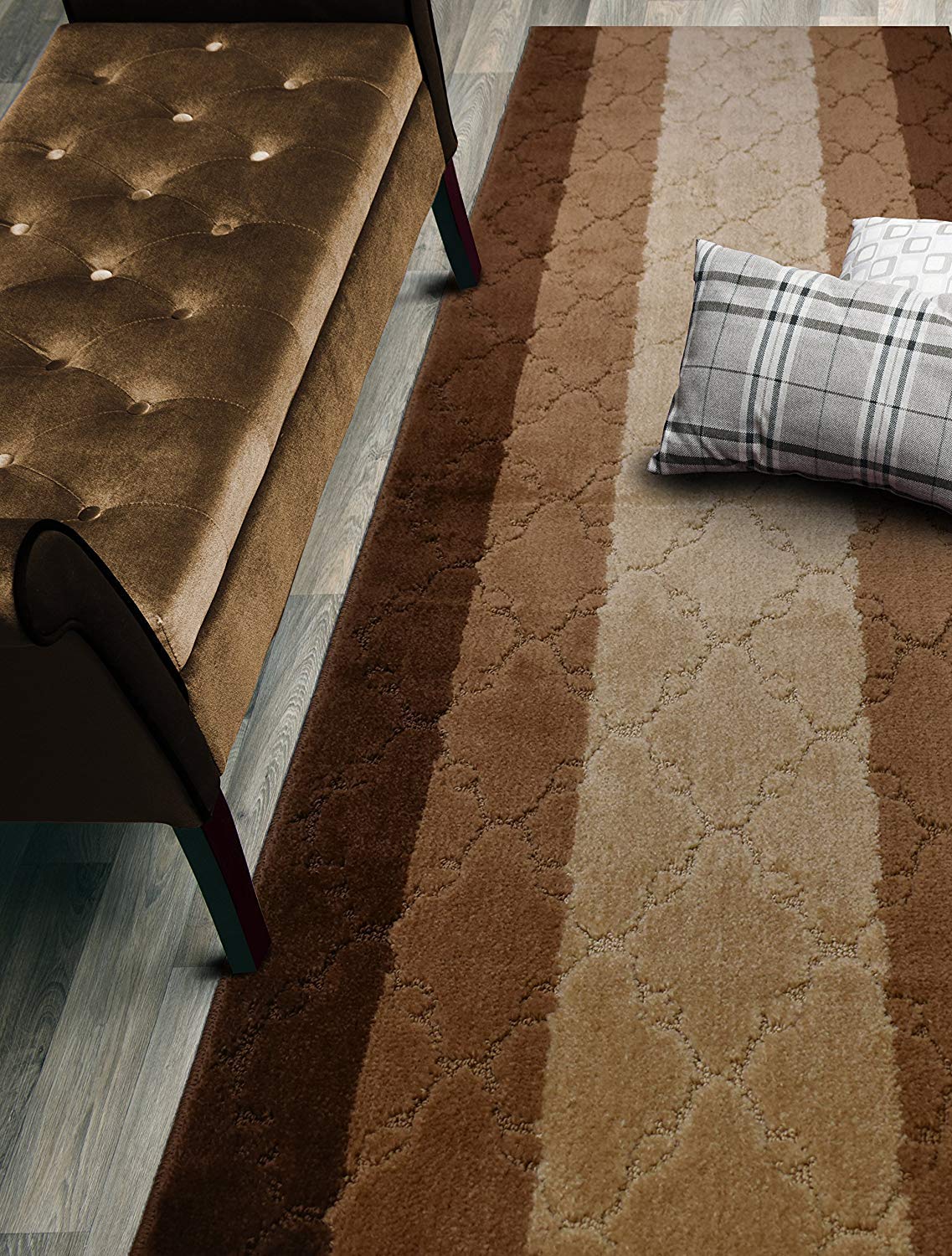 ORFA HOME Custom Size Hallway Runner Rug, Slip Resistant, 26 Inch Wide X Your Choice of Length, Trellis Brown, 26 Inch X 10 feet