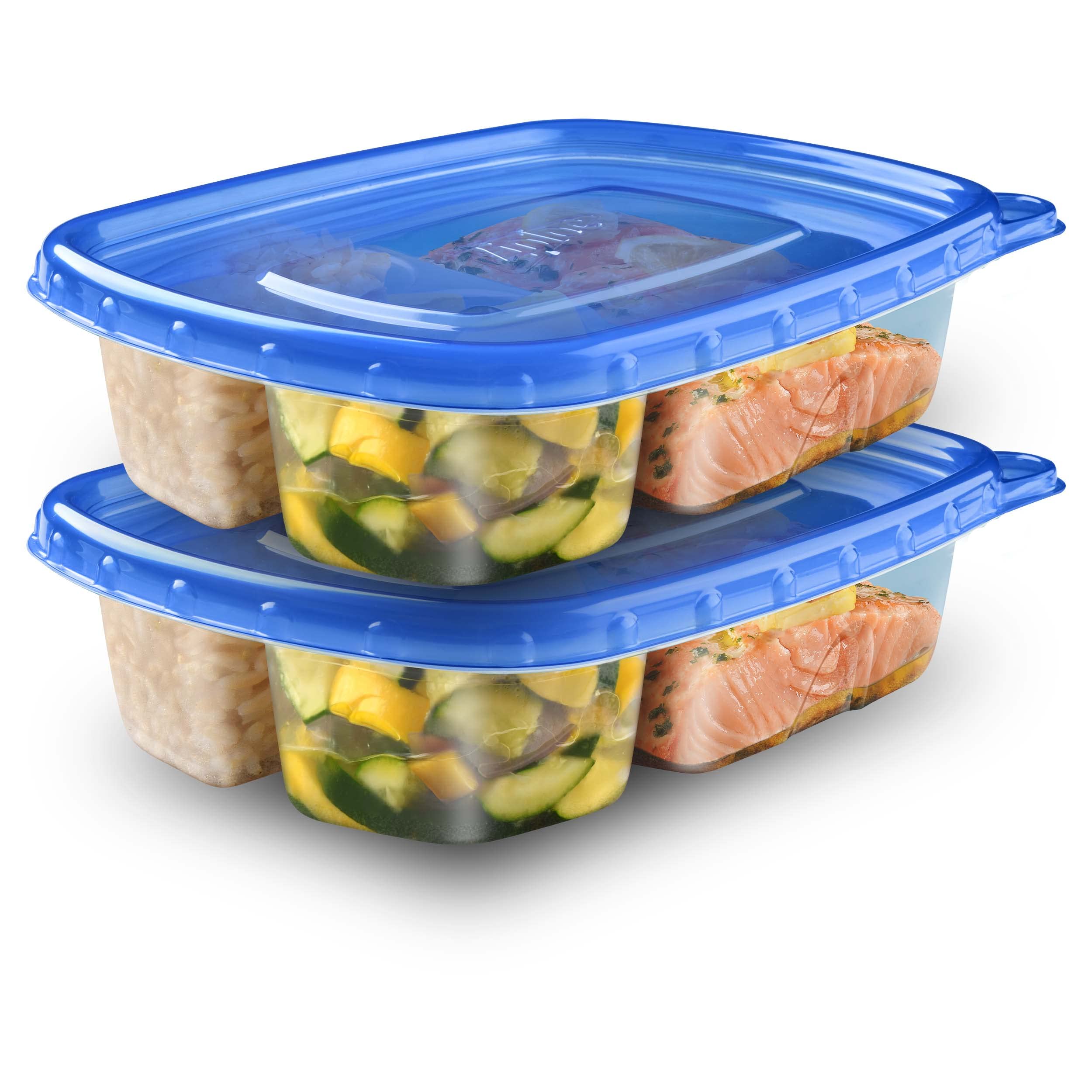 Ziploc Food Storage Meal Prep Containers Reusable for Kitchen Organization, Smart Snap Technology, Dishwasher Safe, Divided Rect
