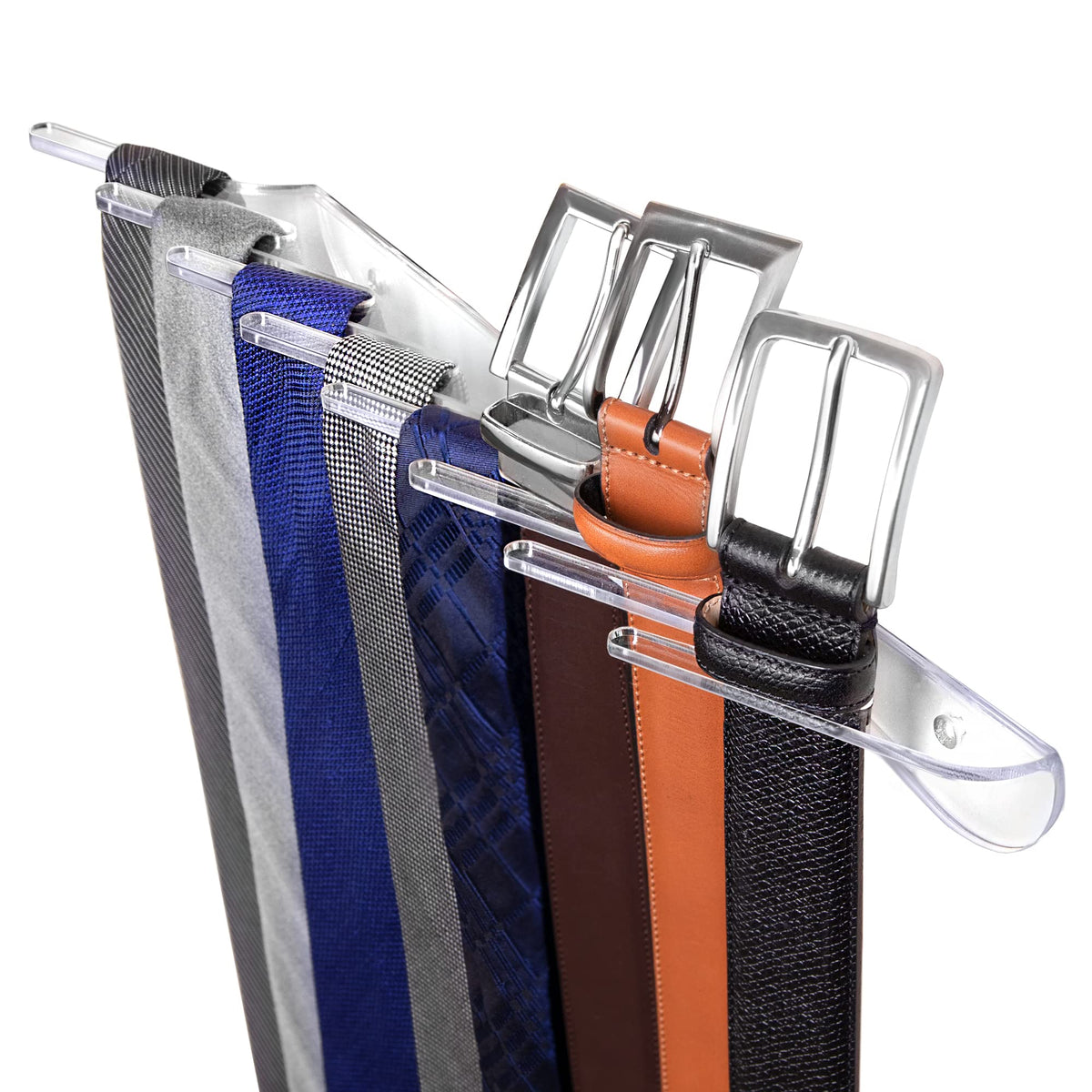 Stauber Best Belt And Tie Rack - Wall Mount Holder And Display (Clear, Acrylic)