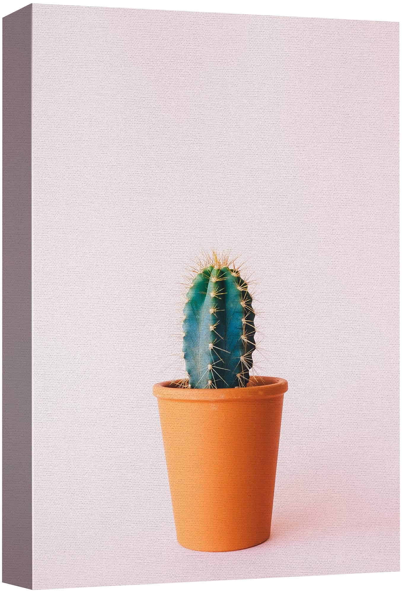 Signford Canvas Print Wall Art Green Cactus In Brown Clay Pot Floral Plants Photography Realism Southwest Relax/Calm Multicolor