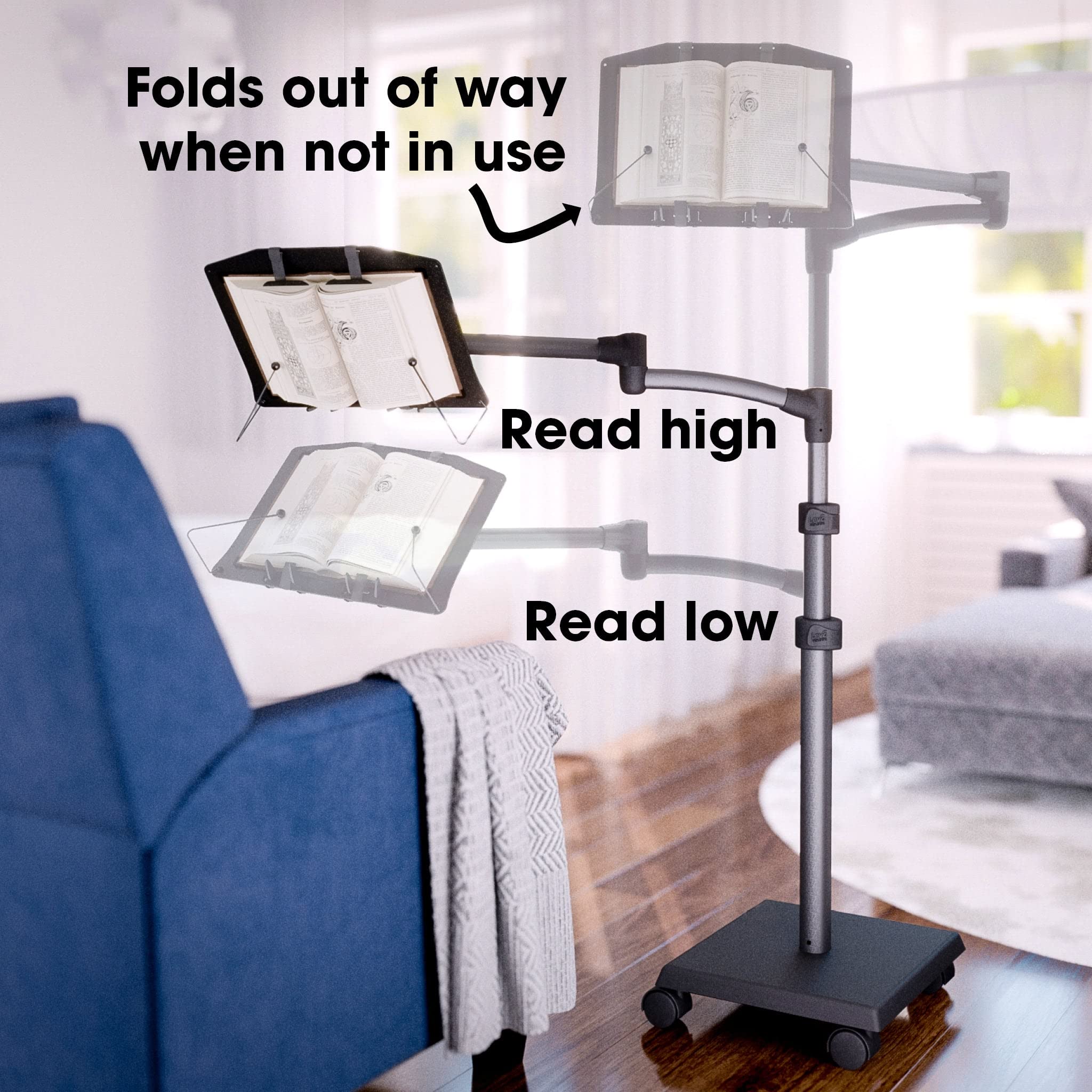 Levo Hands Free Book Stand For Hard Covers, Paperbacks, Cookbooks, Textbooks, Magazines