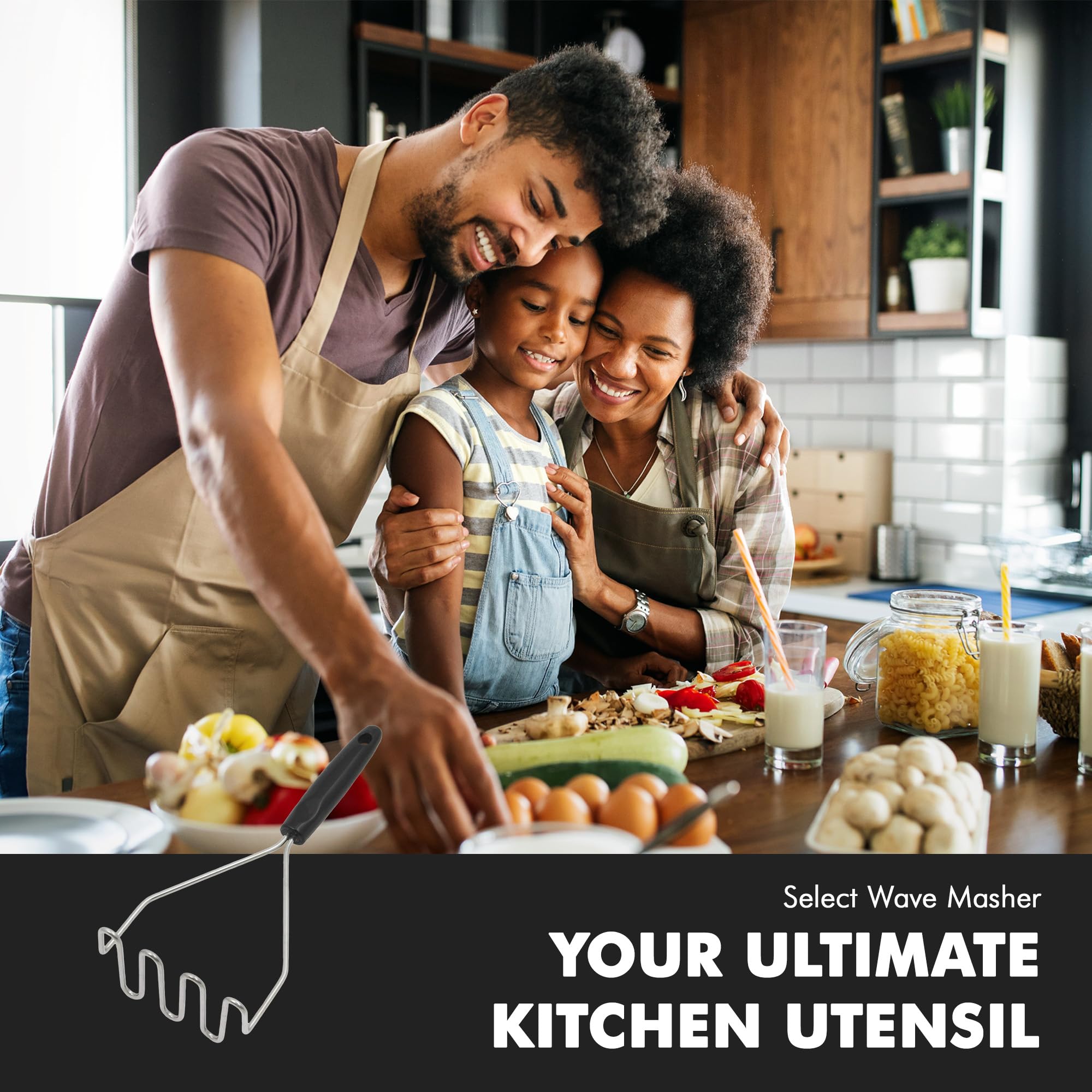 Chef Craft Select Sturdy Masher, 11 Inch, Stainless Steel/Black