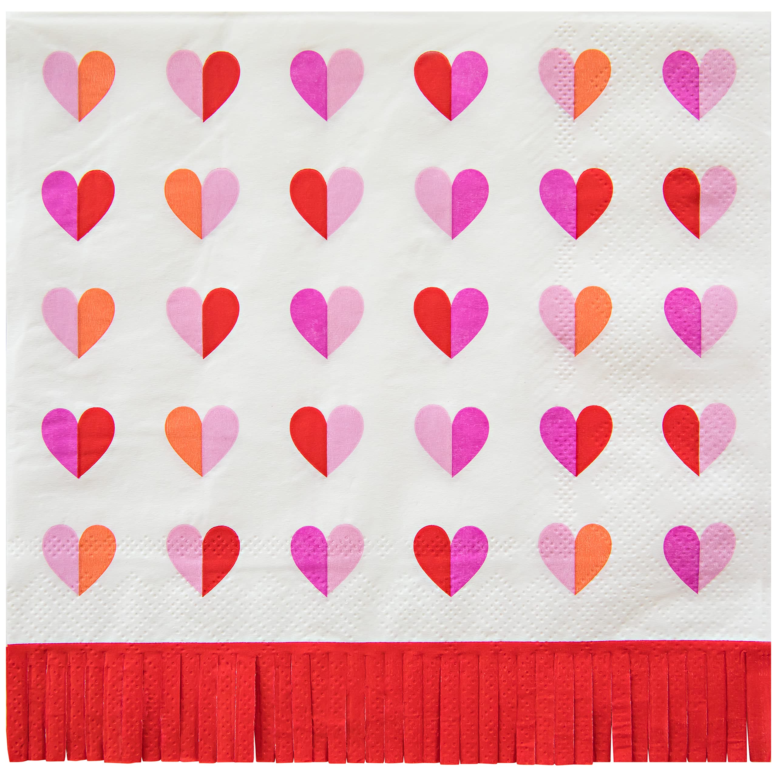 With All My Heart Lunch Napkin With Die Cut Fringe Border (20 Count)