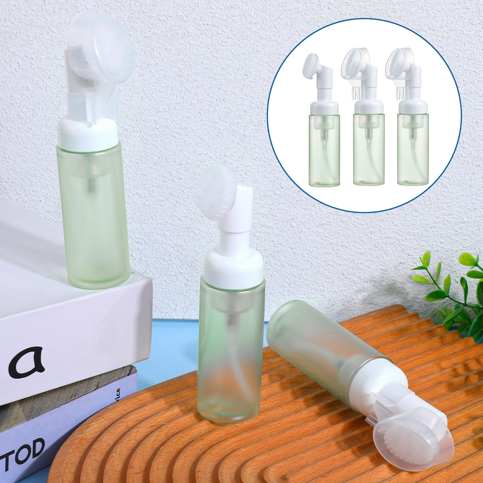 3 Pcs Small Foaming Soap Dispenser Foam Bottle With Brush Empty Facial Cleanser Bottle Mini Mousse Pump Container With Silicone