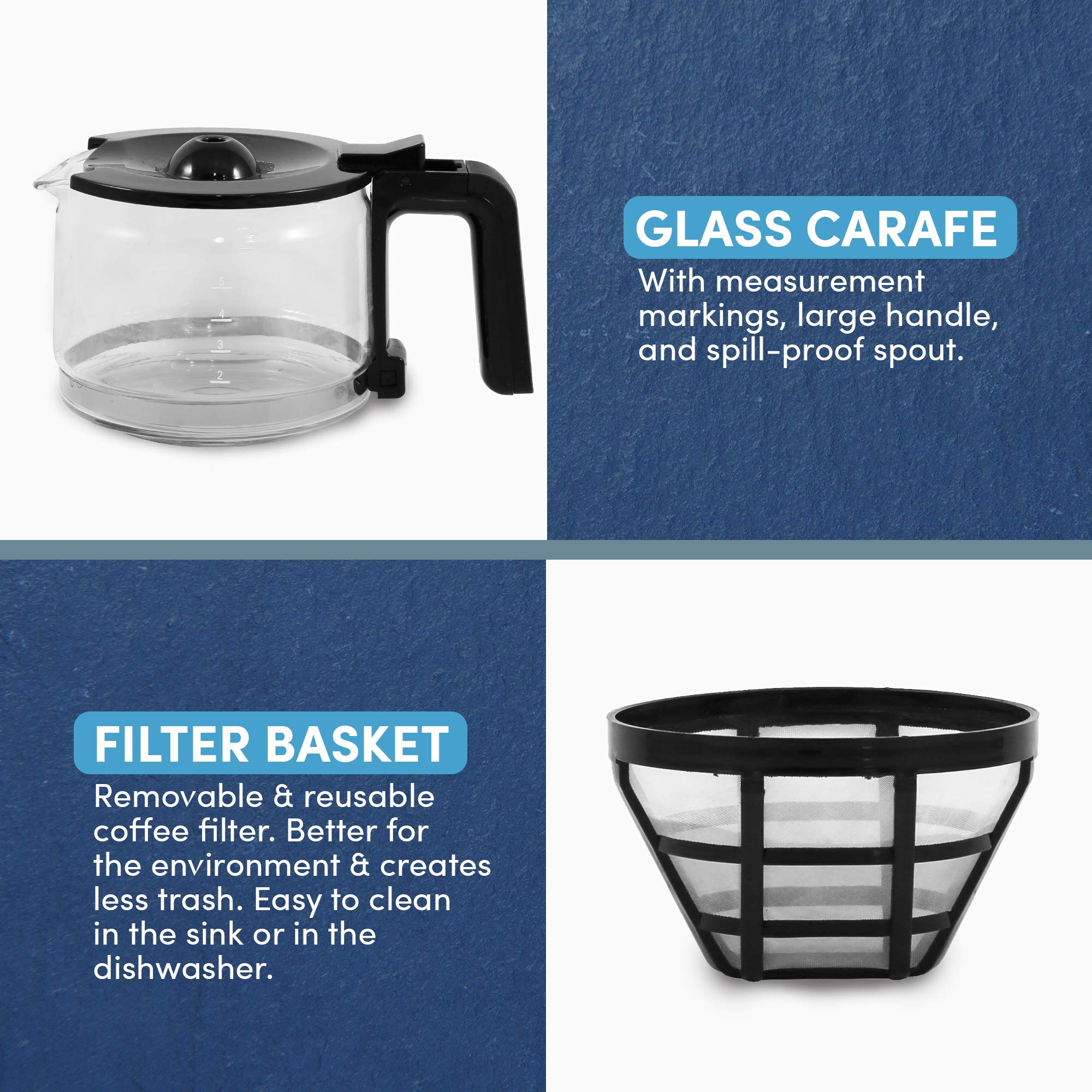 Elite Gourmet Ehc9420 Automatic Brew  Drip Coffee Maker, With Pause N Serve, Reusable Filter, Onoff Switch, Water Level Indicato