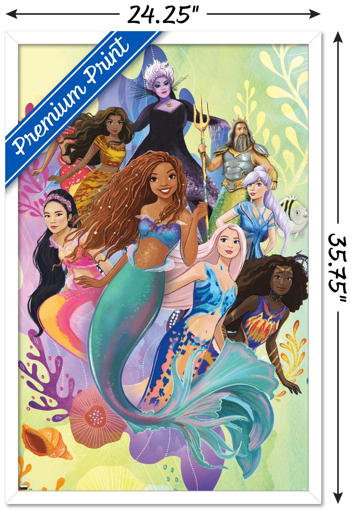Trends International Disney Little Mermaid - Group Wall Poster, 22.37'' X 34.00'', White Framed Version
