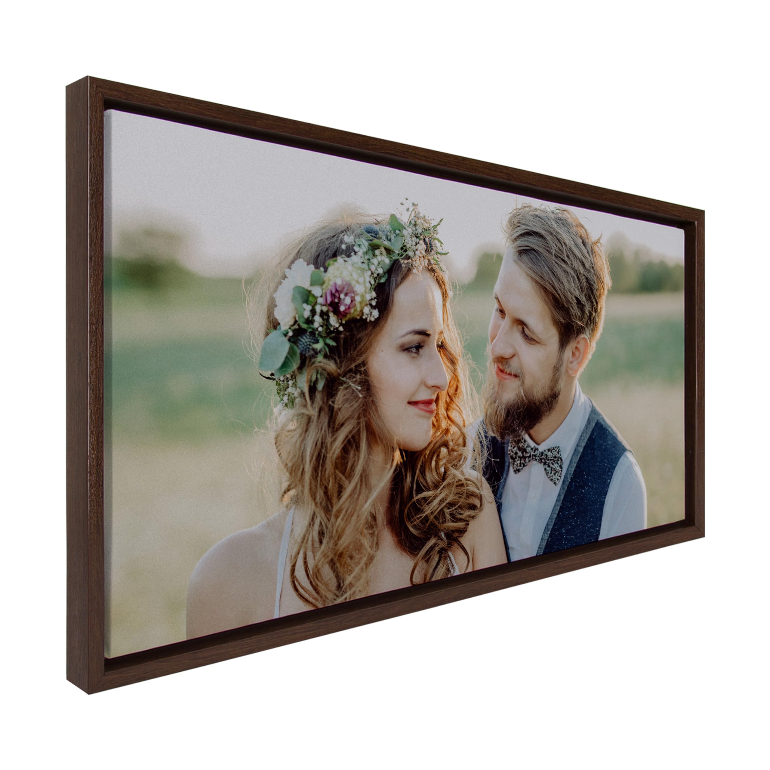 Kate And Laurel Custom Printed Framed Canvas Wall Art, 26.5X14 Brown, Sylvie Personal Canvas Print With Your Photos For Bedroom