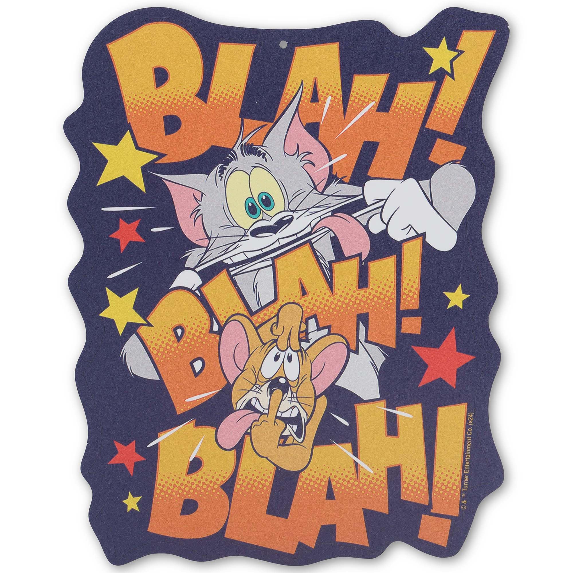 Tom and Jerry Blah Blah Blah Metal Sign - Funny Tom and Jerry Wall Decor for Kids Room or Man Cave