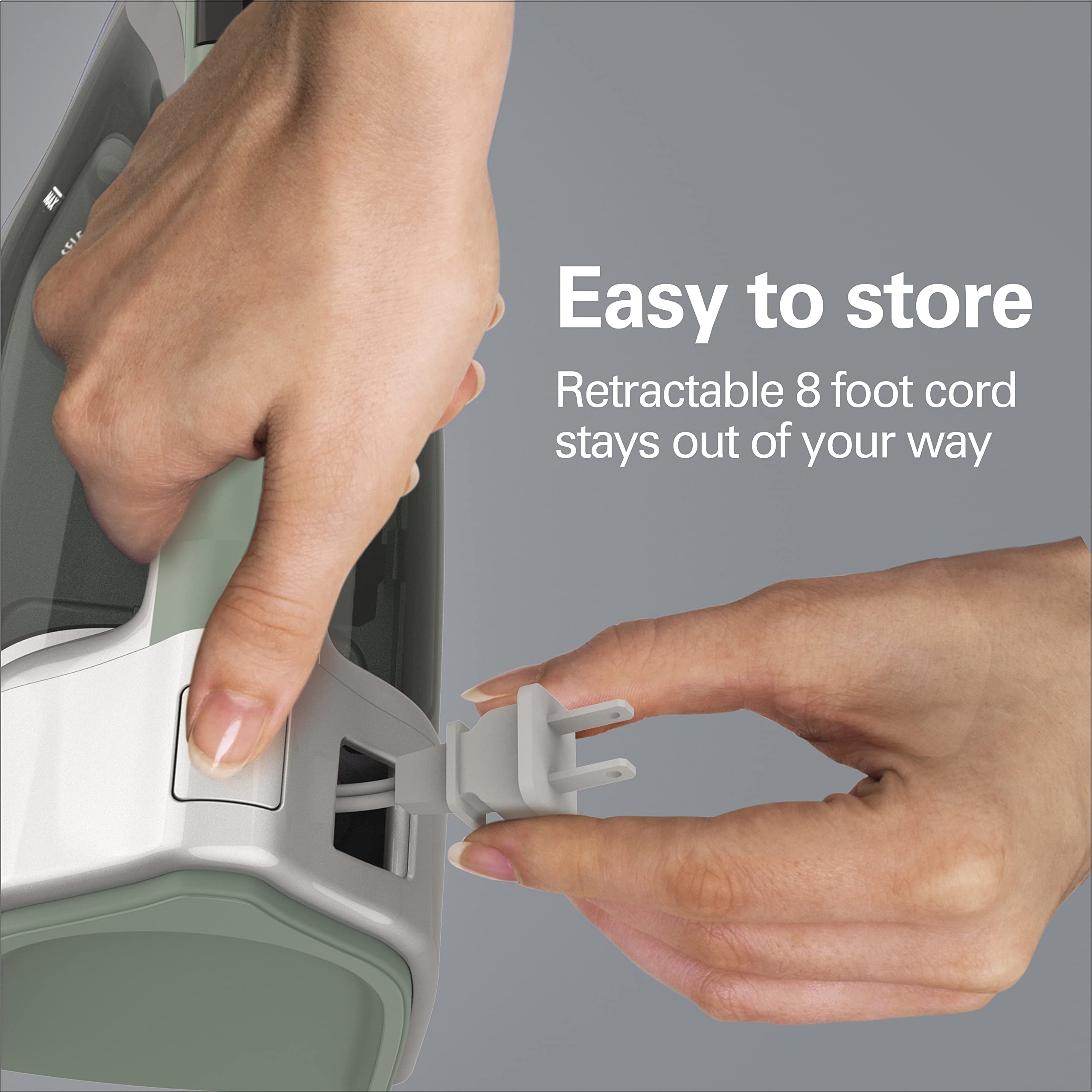 Hamilton Beach Steam Iron & Vertical Steamer For Clothes With Scratch-Resistant Durathon Soleplate, Digital Fabric Selector + 8