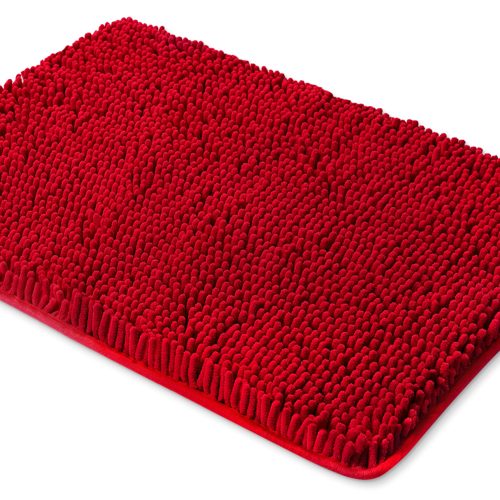 Yeaban Red Bathroom Rugs - Thick Chenille Bath Mats | Absorbent And Washable Bath Rug Non-Slip, Plush And Soft Rugs For Bathroom