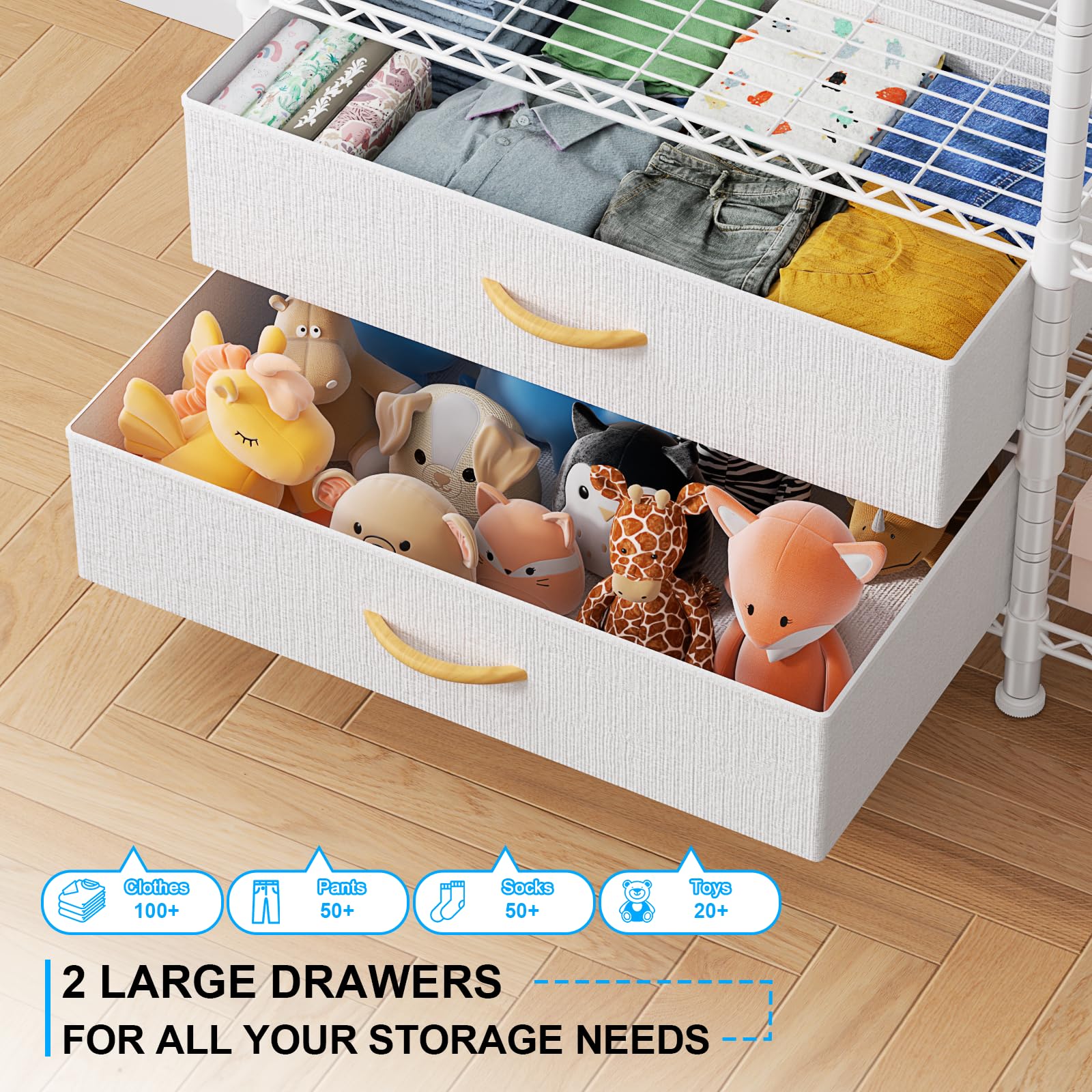 Ulif F3 Heavy Duty Clothes Rack(With Fabric Drawers)Freestanding Clothing Racks For Hanging Clothes