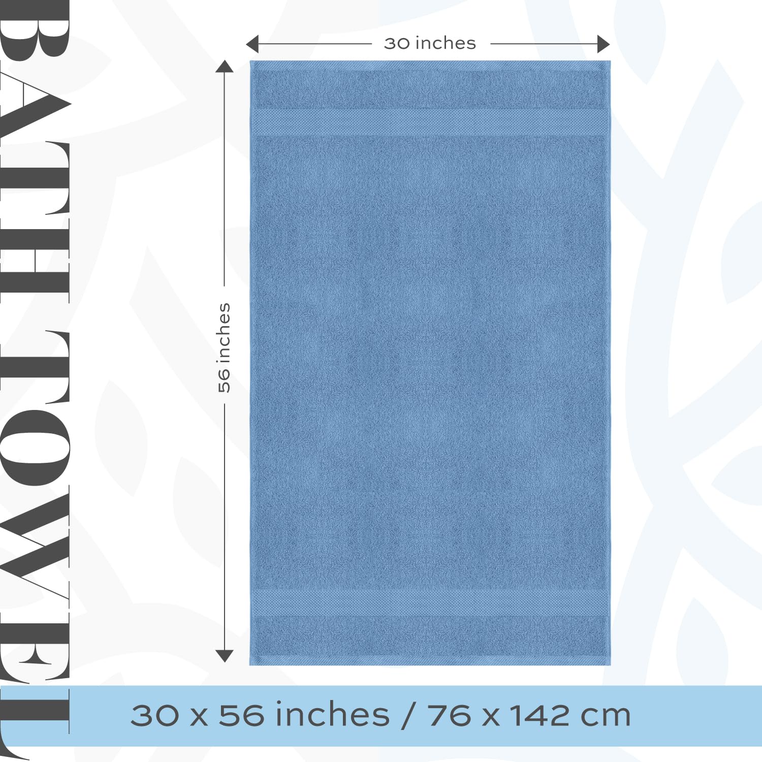 White Classic Luxury Bath Towels Large - Cotton Hotel spa Bathroom Towel 30x56  4 Pack  Light Blue