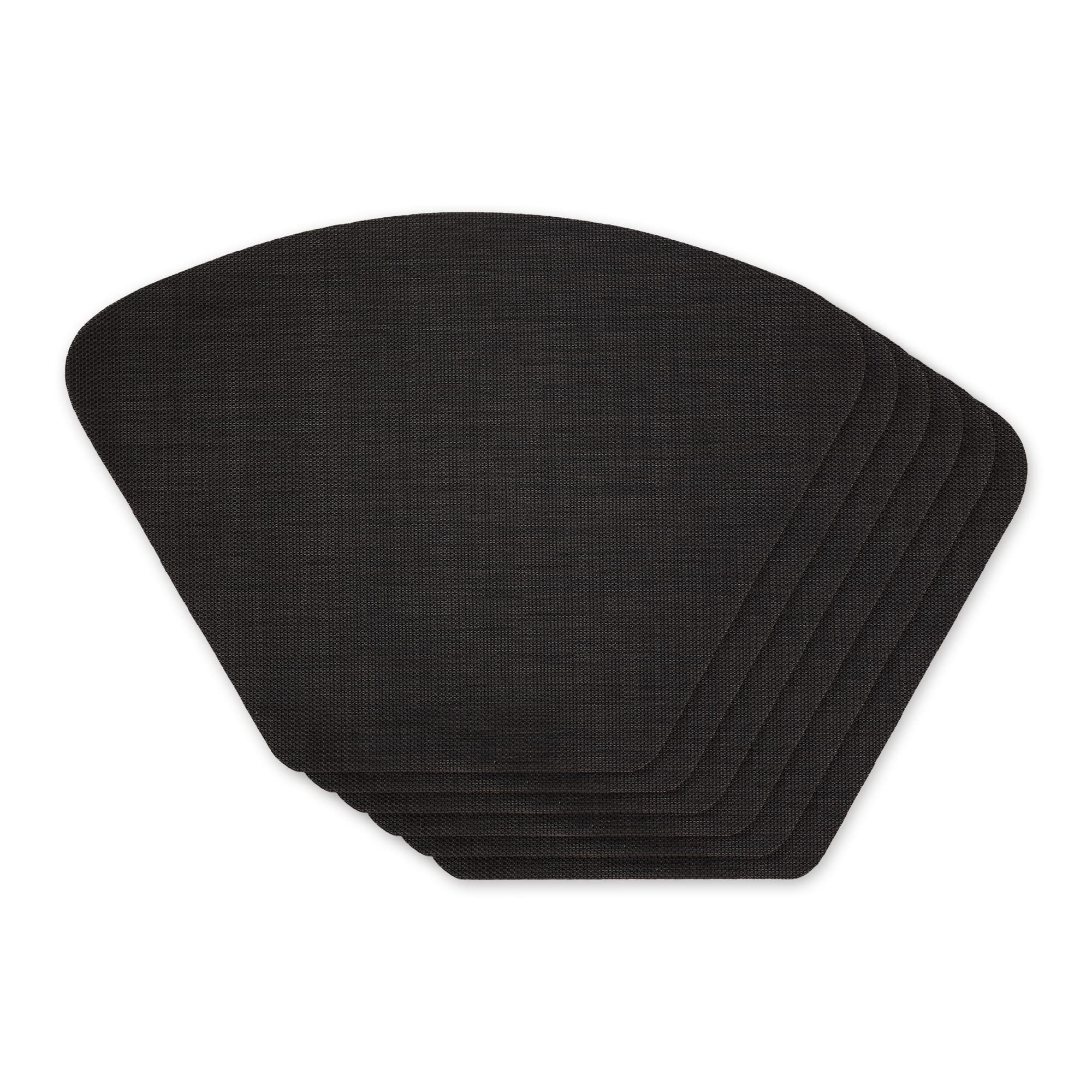 BLACK SOLID ROUND TABLE PLACEMAT SET/6