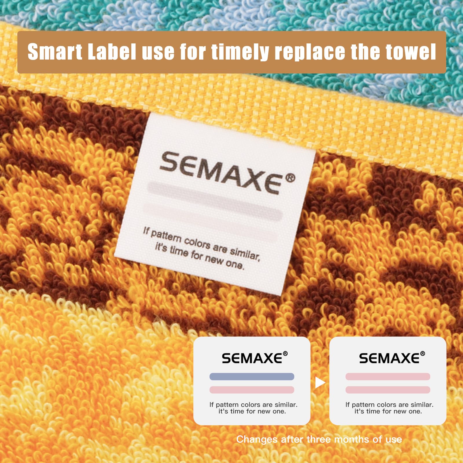 Semaxe Bath Towel Set, 100% Cotton Bathroom Towels With Hanging Loops And Nano-Bio Lifecycle Labels, Include 2 Bath Towels, 2 Ha
