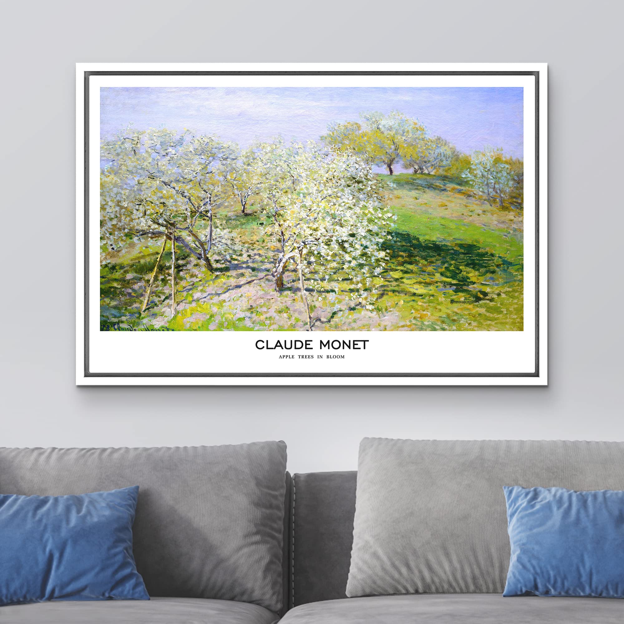 Wall26 Framed Canvas Print Wall Art Apple Trees In Bloom By Claude Monet Historic Classical Illustrations Fine Art Decorative Vi