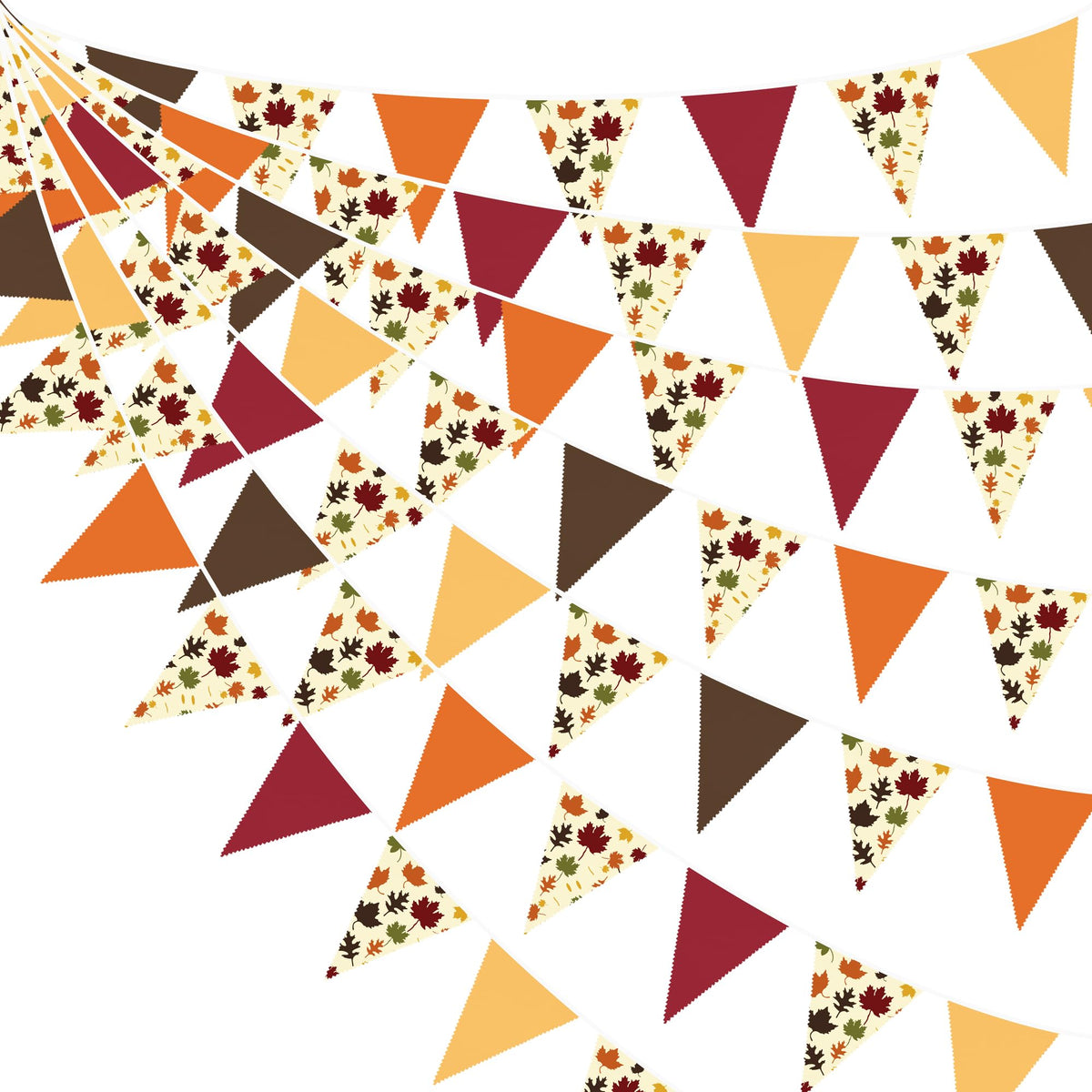 31Ft Fall Party Decorations Orange Brown Fall Maple Leaves Banner Fabric Triangle Flag Pennant Garland Streamers For Happy Fall