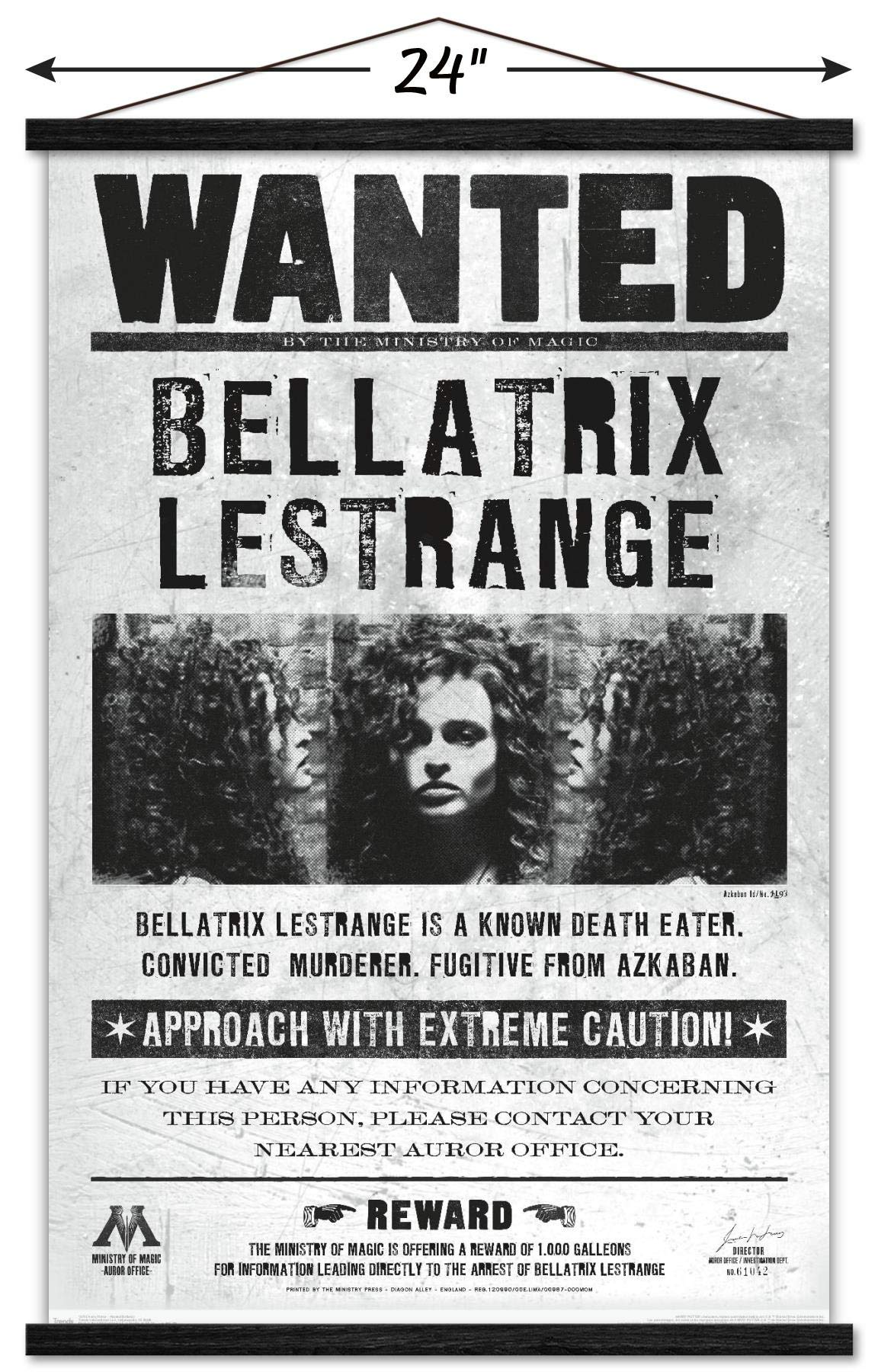 Trends International The Wizarding World: Harry Potter - Bellatrix Wanted Poster Wall Poster, 22.375'' X 34'', Print And Black H