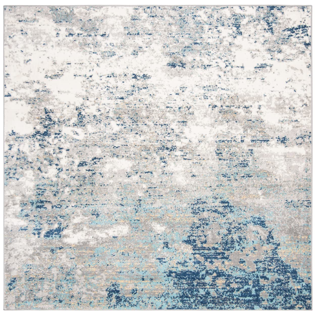 Safavieh Brentwood Collection 12 Square Light Grey/Blue BNT822F Modern Abstract Non-Shedding Area Rug