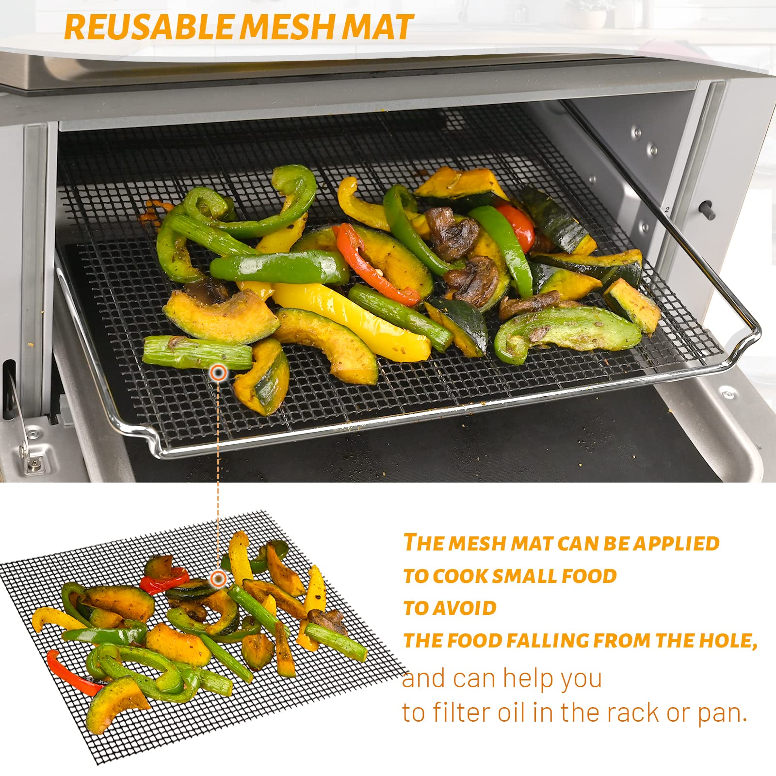 Wmkgg 12 Inch Square Air Fryer Liners Set, 3 Pack Non-Stick Reusable Toaster Oven Mat Compatible With Ninja Foodi Flip Sp101/Sp2