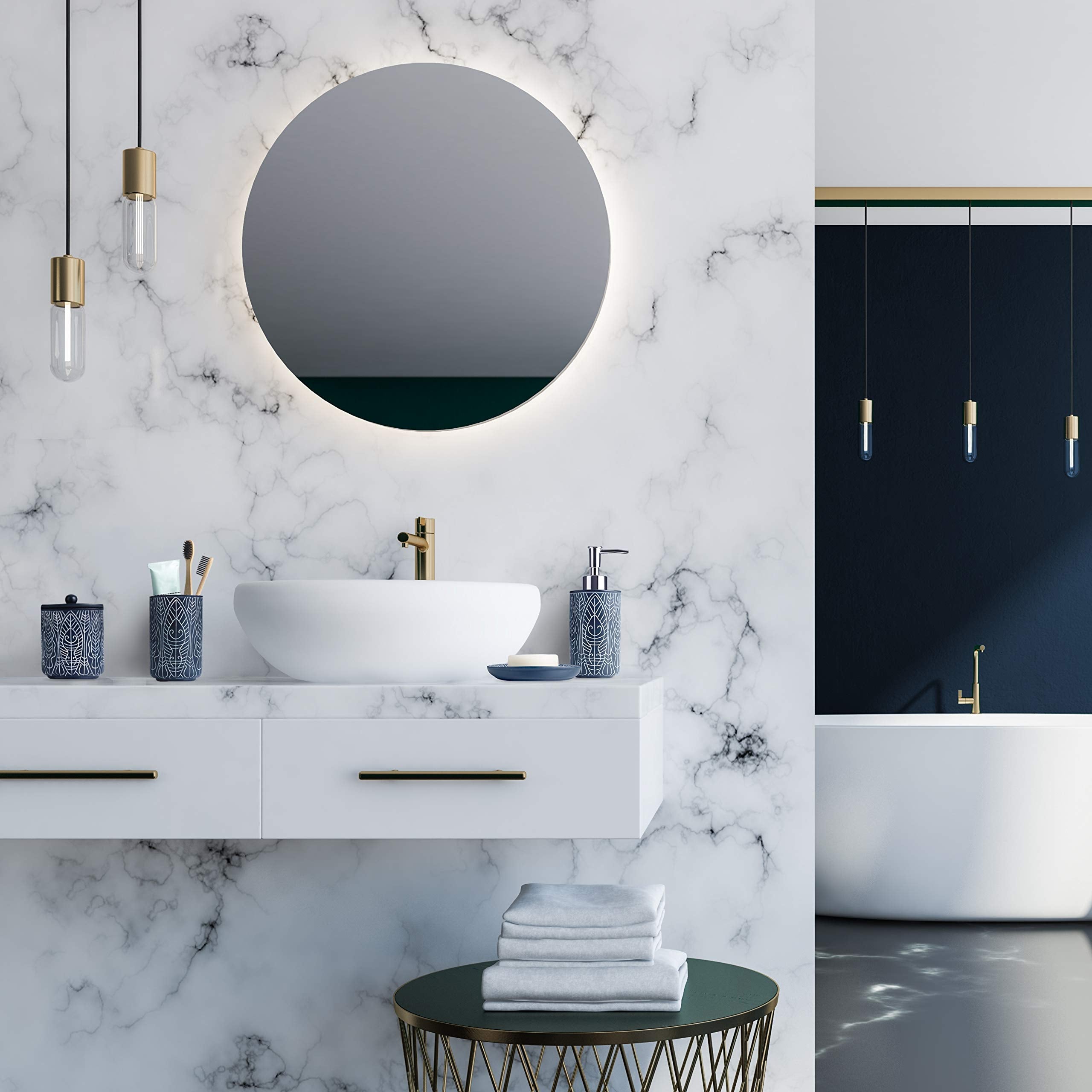 Premium Navy Blue Bathroom Accessories Set. Blue Bathroom Set. Blue Bathroom Decor. Accesorios Para Ba