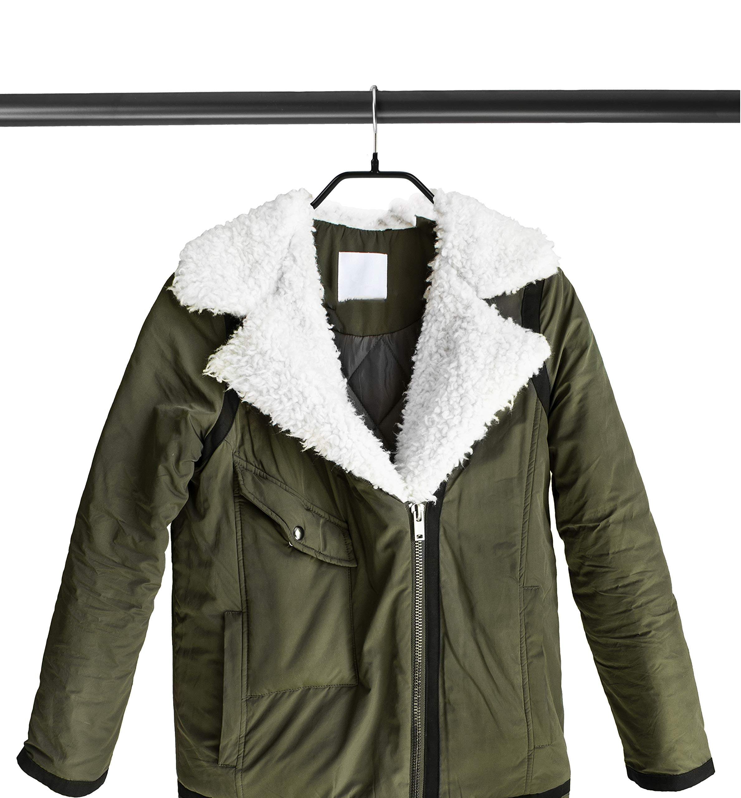 Mawa By Reston Lloyd, Non-Slip Steel Suit/Jacket Hanger, Wide Supportive Sholders With Rotating Hook, Black, Set Of 150