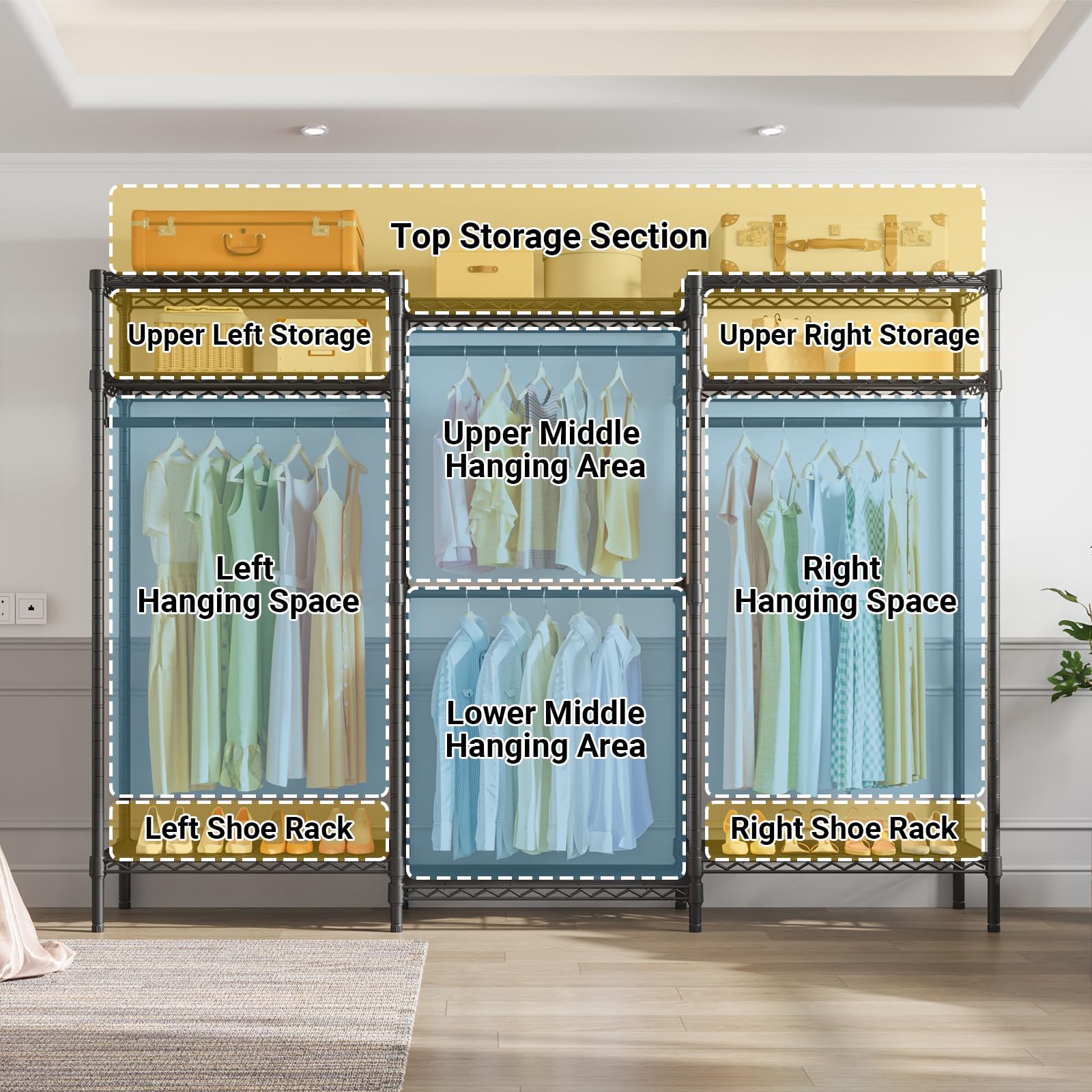 Vipek V5I Plus Wire Garment Rack Heavy Duty Clothes Rack For Hanging Clothes, Large Free Standing Wardrobe Closet Metal Clothing