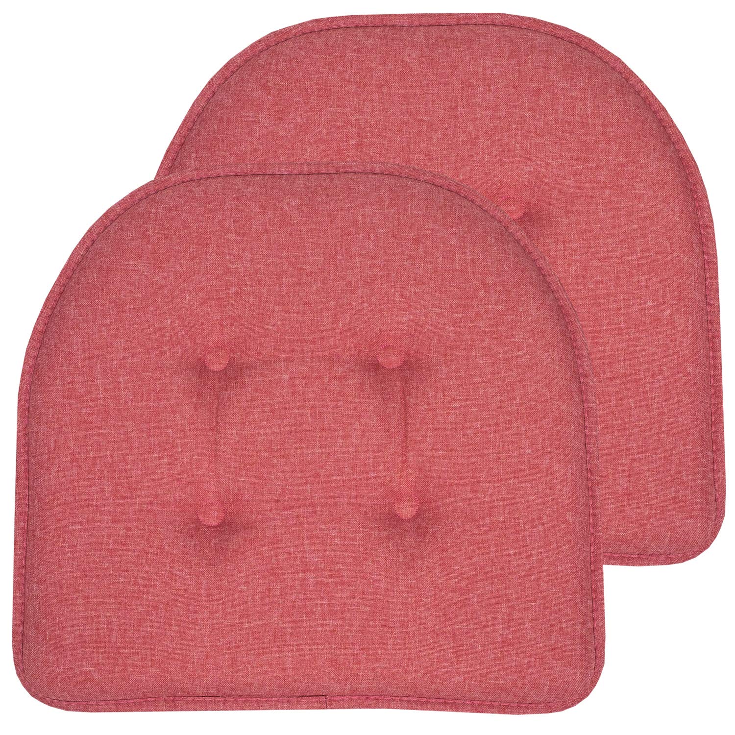 Chair Cushion Memory Foam Pads Tufted Slip Non Skid Rubber Back U-Shaped 17 X 16 Seat Cover, (Pack Of 3)