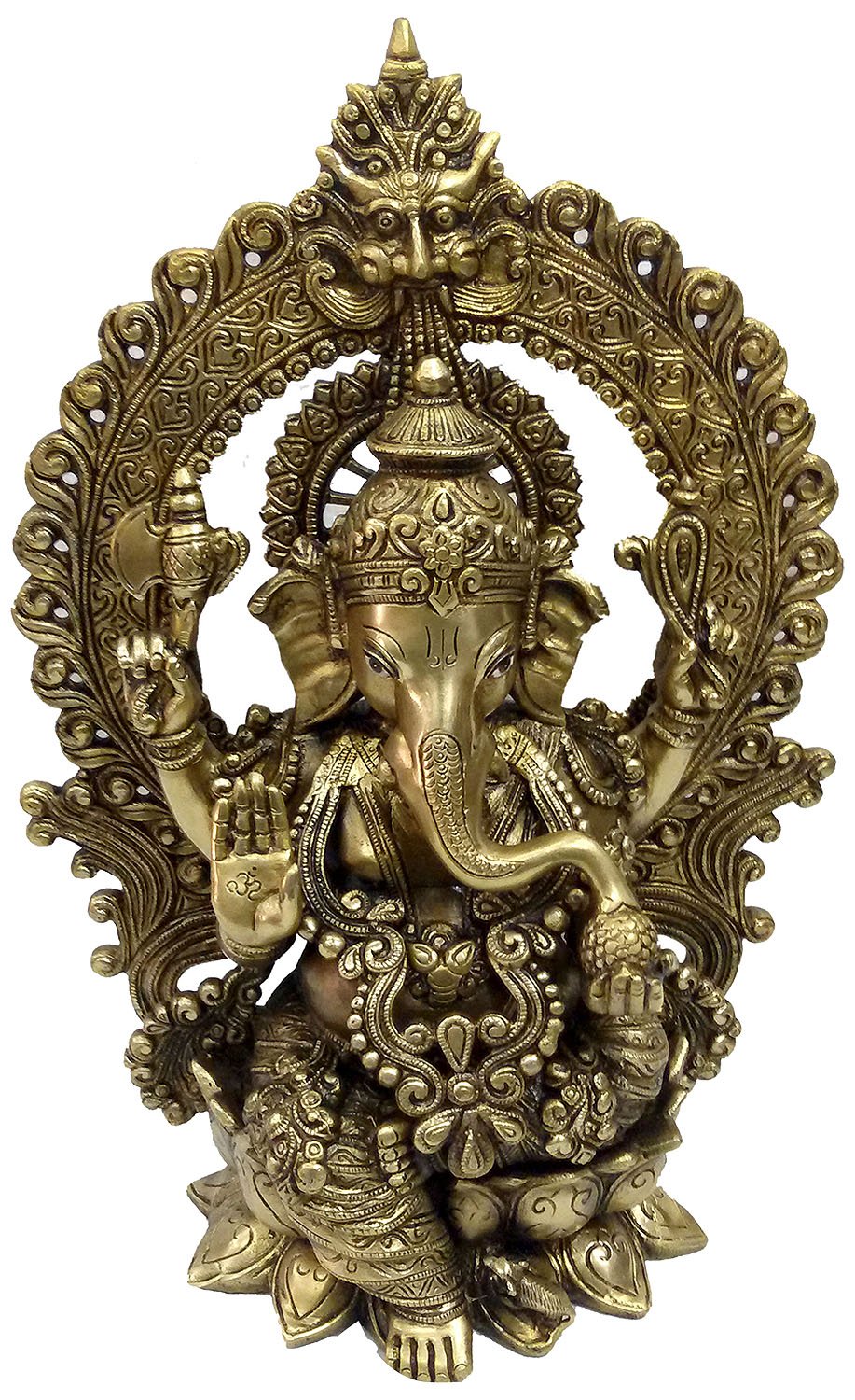 Bharat Haat Brass Kaman Ganesh Ganesha Idol Ganpati Bappa Murti Collectible Statue