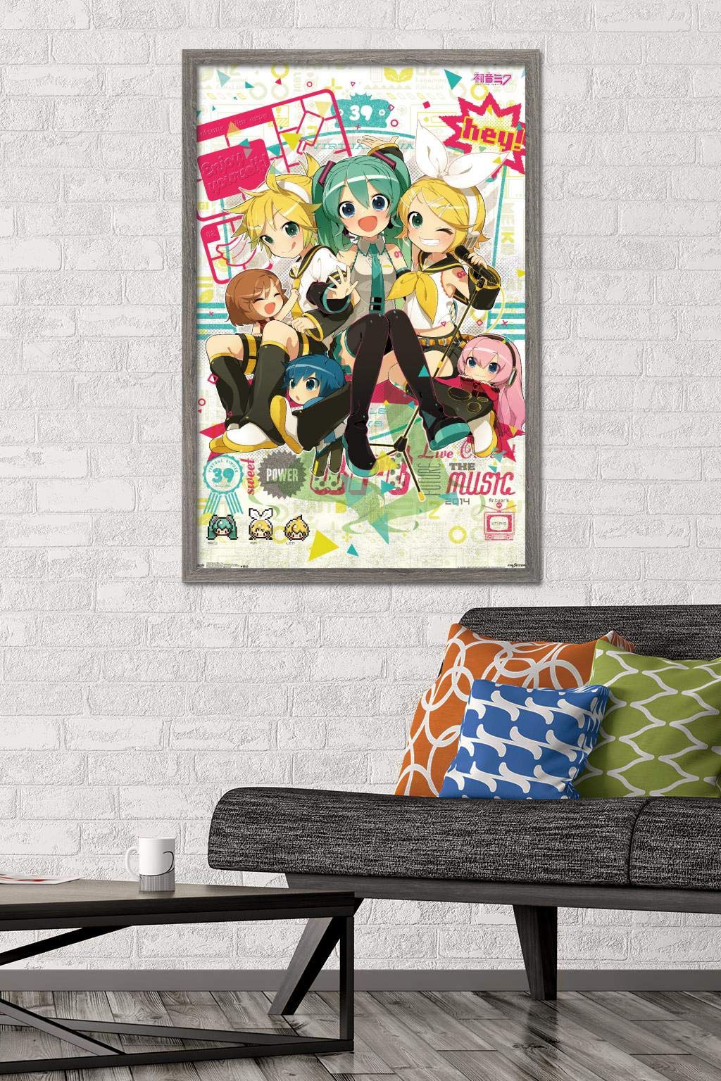 Trends International Hatsune Miku - Hey Wall Poster, 22.37'' X 34.00'', Poster & Mount Bundle