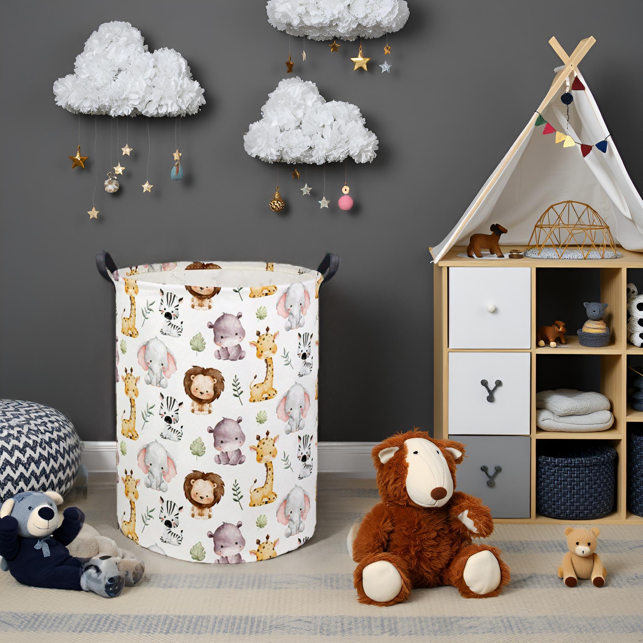 Tibaolover Animal Baby Laundry Basket Kids Hamper Animal Toy Storage Bin For Boys Room Decor Baby Nursery Hamper Gift Baskets Fo