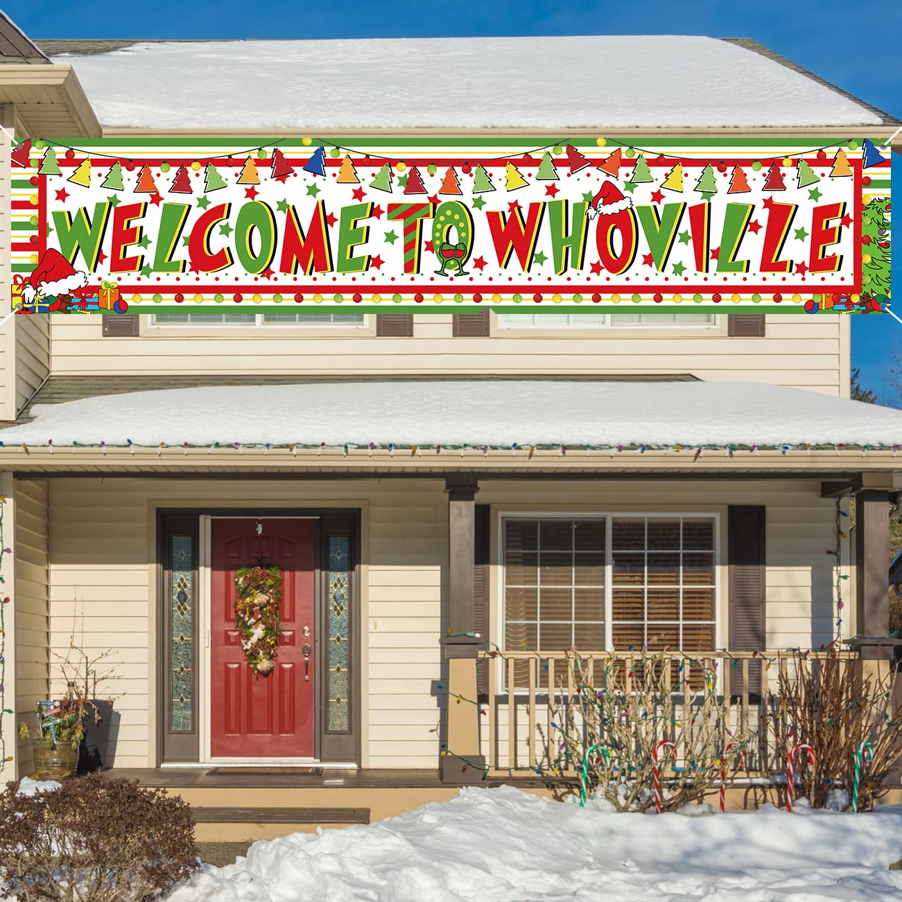 Large Whoville Christmas Decorations Banner Welcome To Whoville Yard Sign Hanging Banner Outdoor Christmas Decorations Grinch Ba
