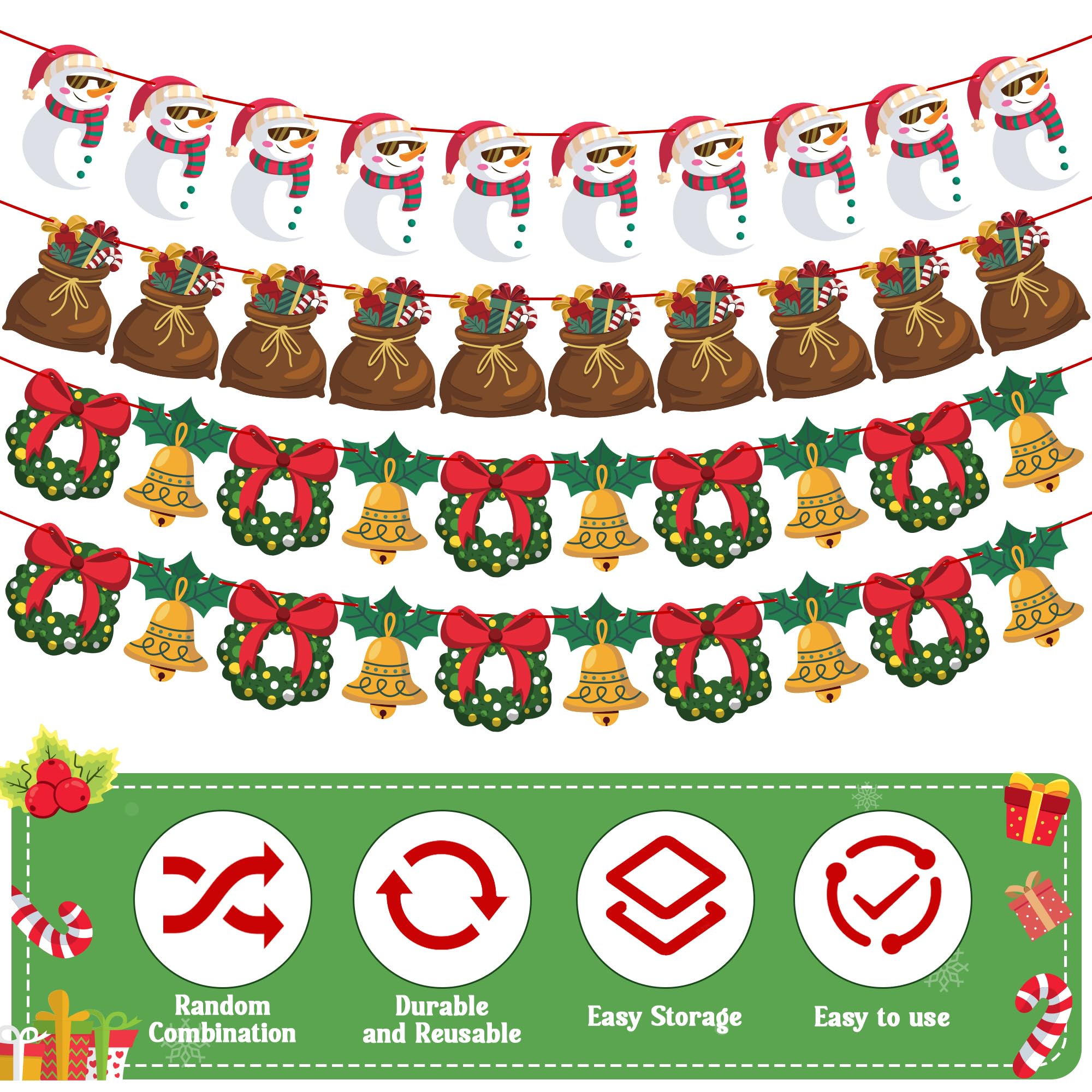 Ohome Christmas Decorations - Christmas Ornaments,40 Pack Christmas Garland | Christmas Tree Decorations For Party,Christmas Bac