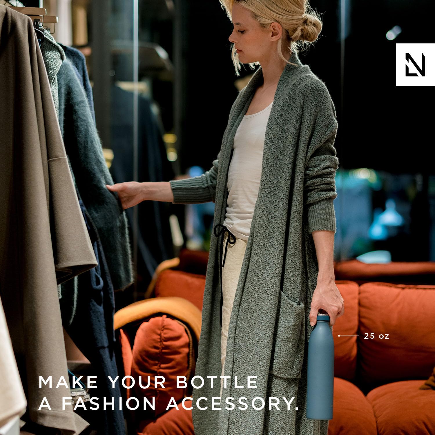 Lars Nysm Stainless Steel Insulated Water Bottle 12Oz 17Oz 25Oz 34Oz 51Oz | Bpa-Free Insulated Thermo Flask For Hot And Cold Bev