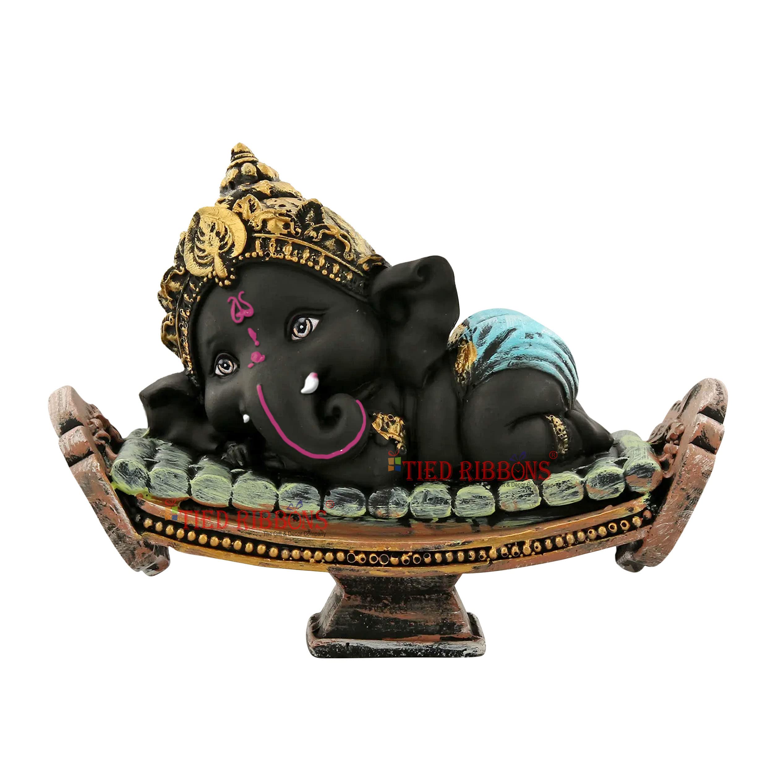 TIED RIBBONS Resin Ganesh Statue Murti For Festival Office Home Dcor Living Room Decoration Items For Home Living Room Pooja Roo