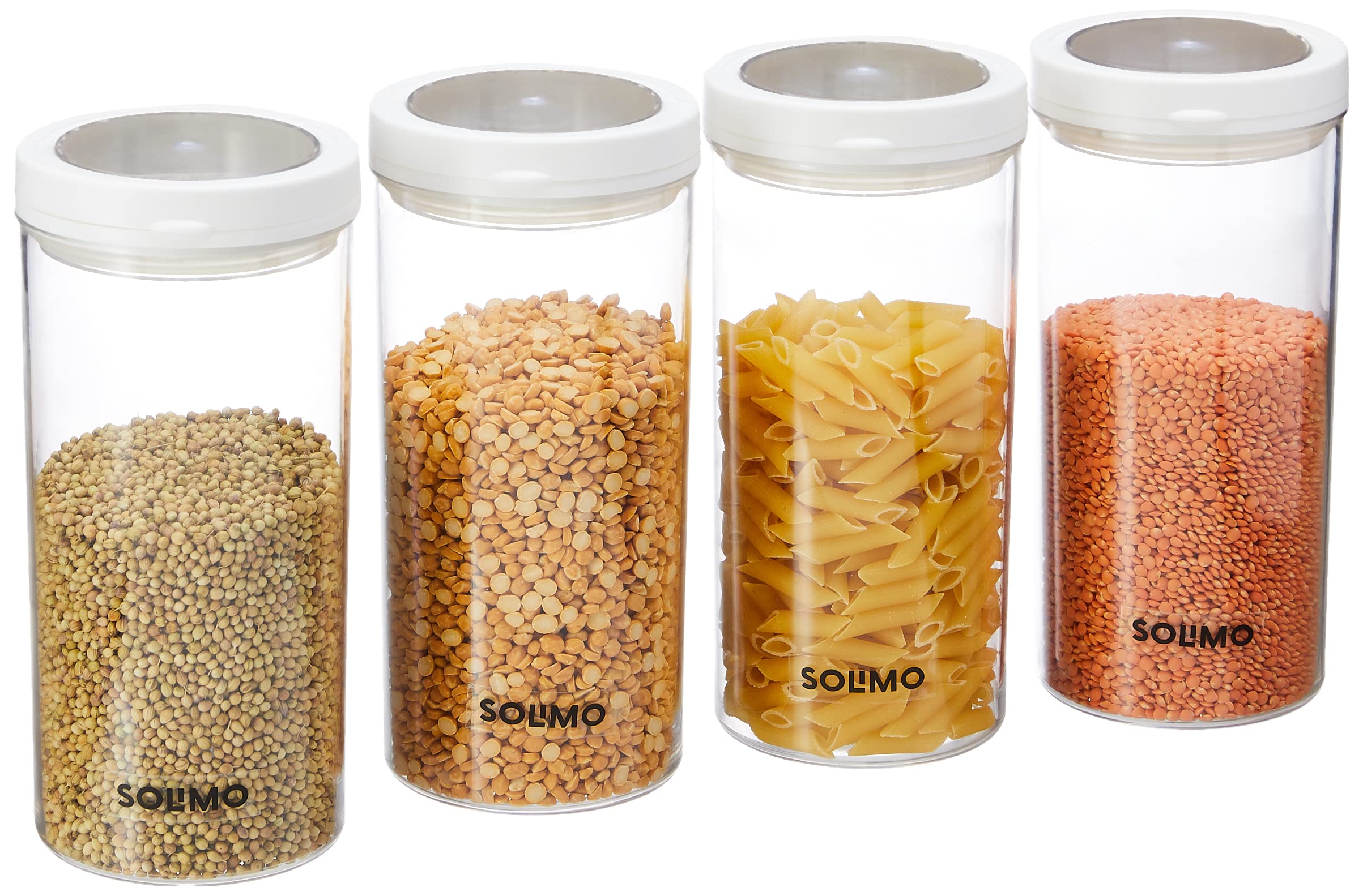 Amazon Brand  Solimo Twist & Lock Plastic Storage Container Set, 1400 Ml, Set Of 4, White